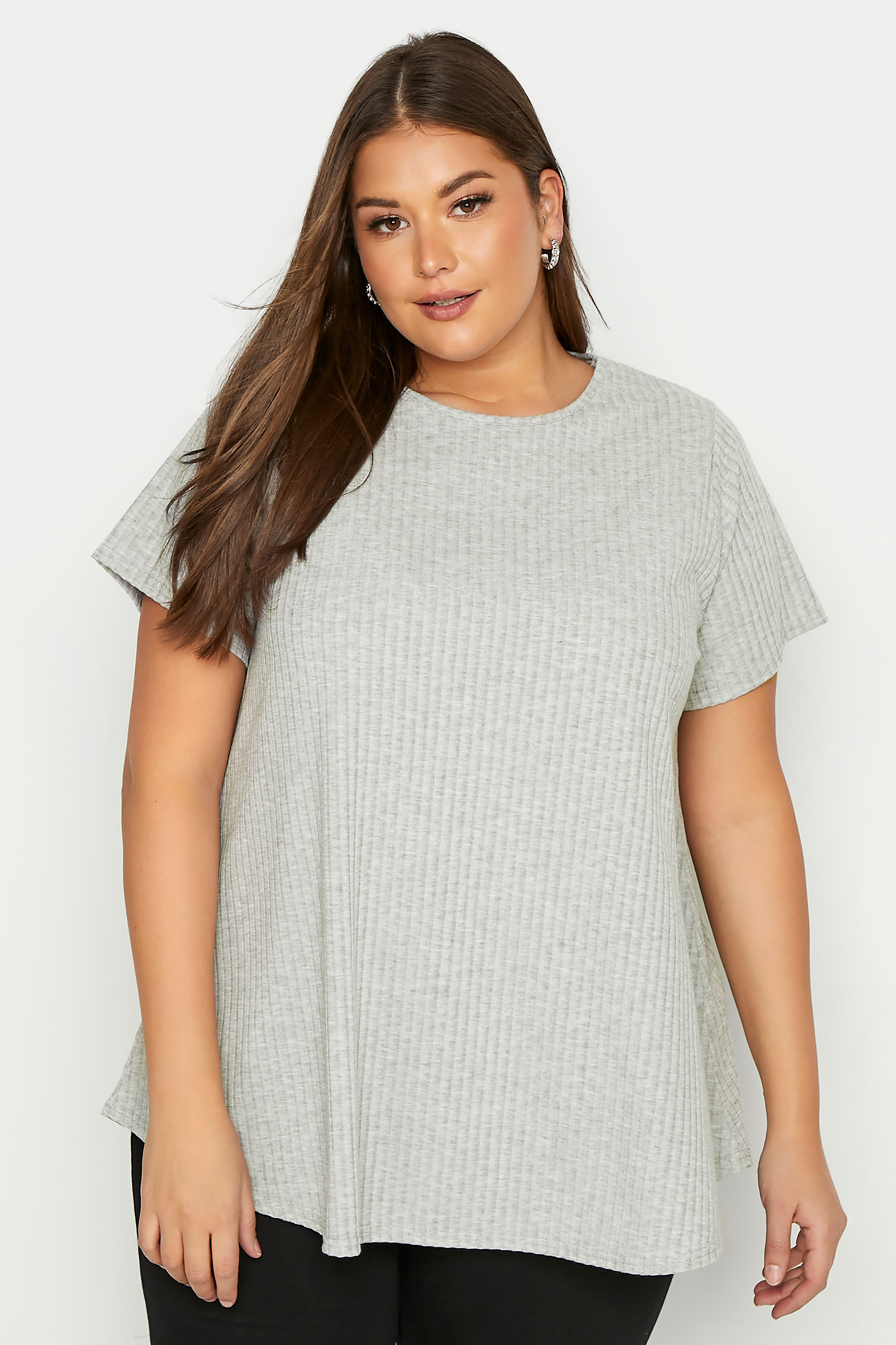 LIMITED COLLECTION Curve Grey Ribbed Swing Top 1