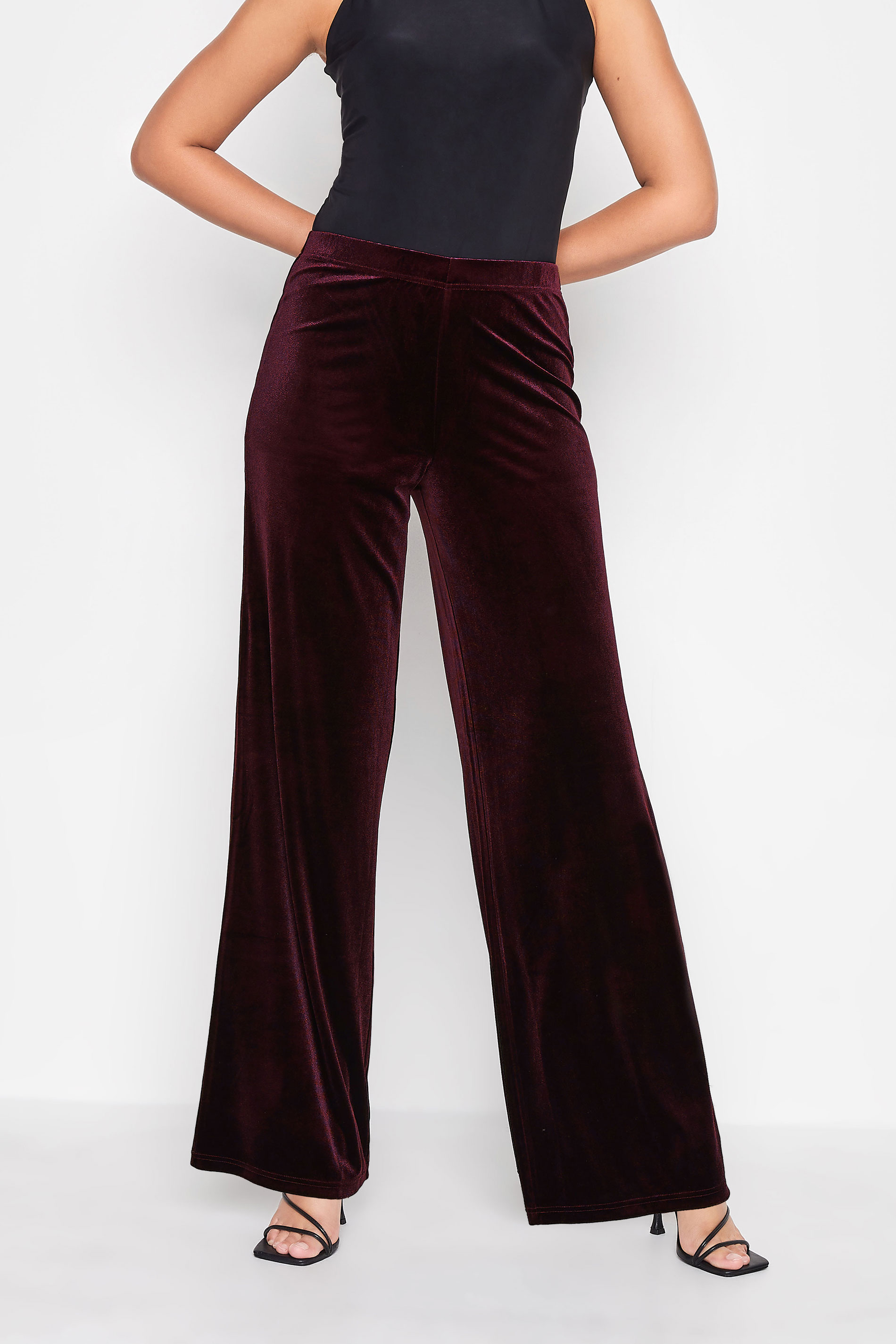 LTS Tall Women's Purple Velvet Wide Leg Trousers | Long Tall Sally 1