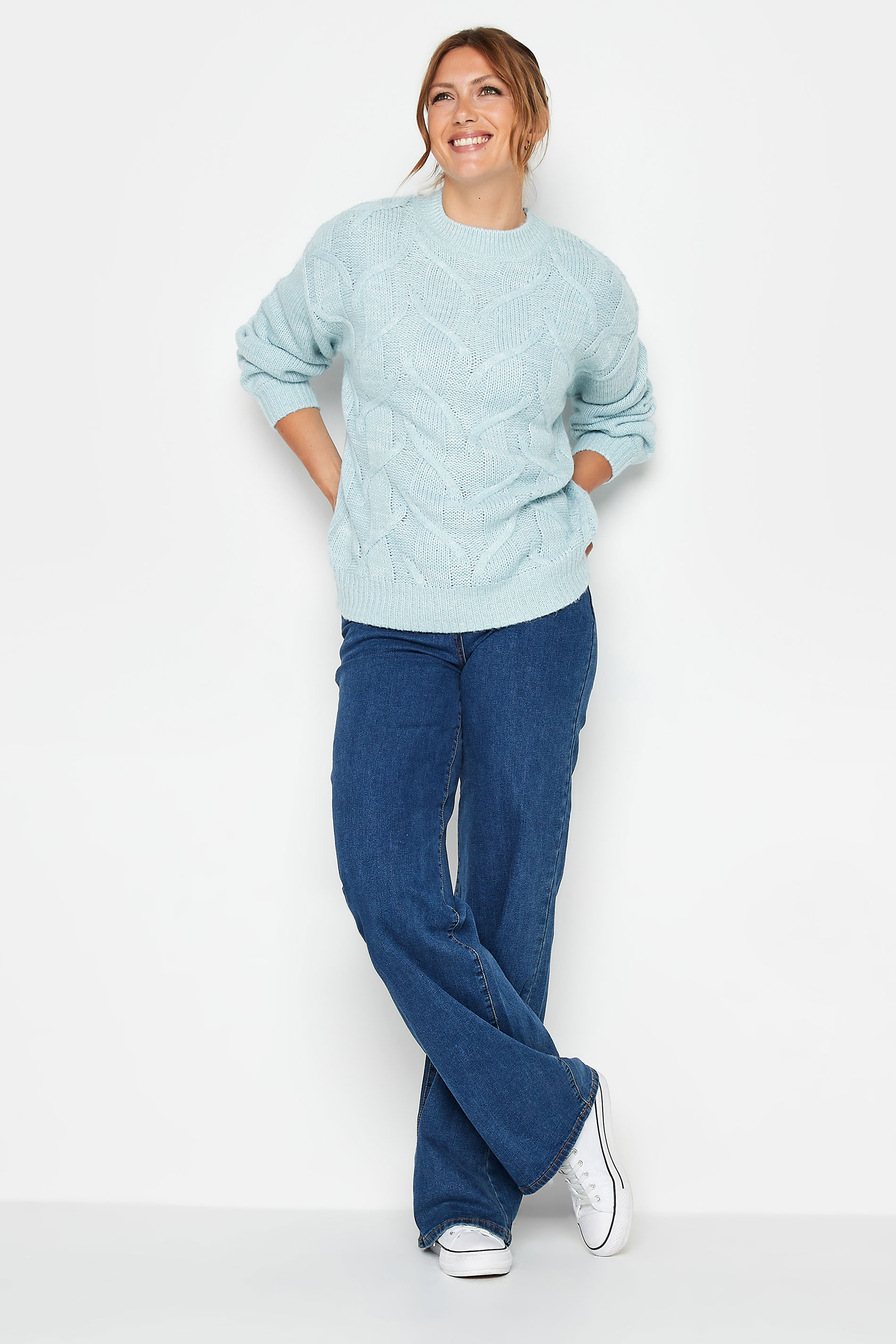 LTS Tall Light Blue Chunky Cable Knit Jumper | Long Tall Sally 2