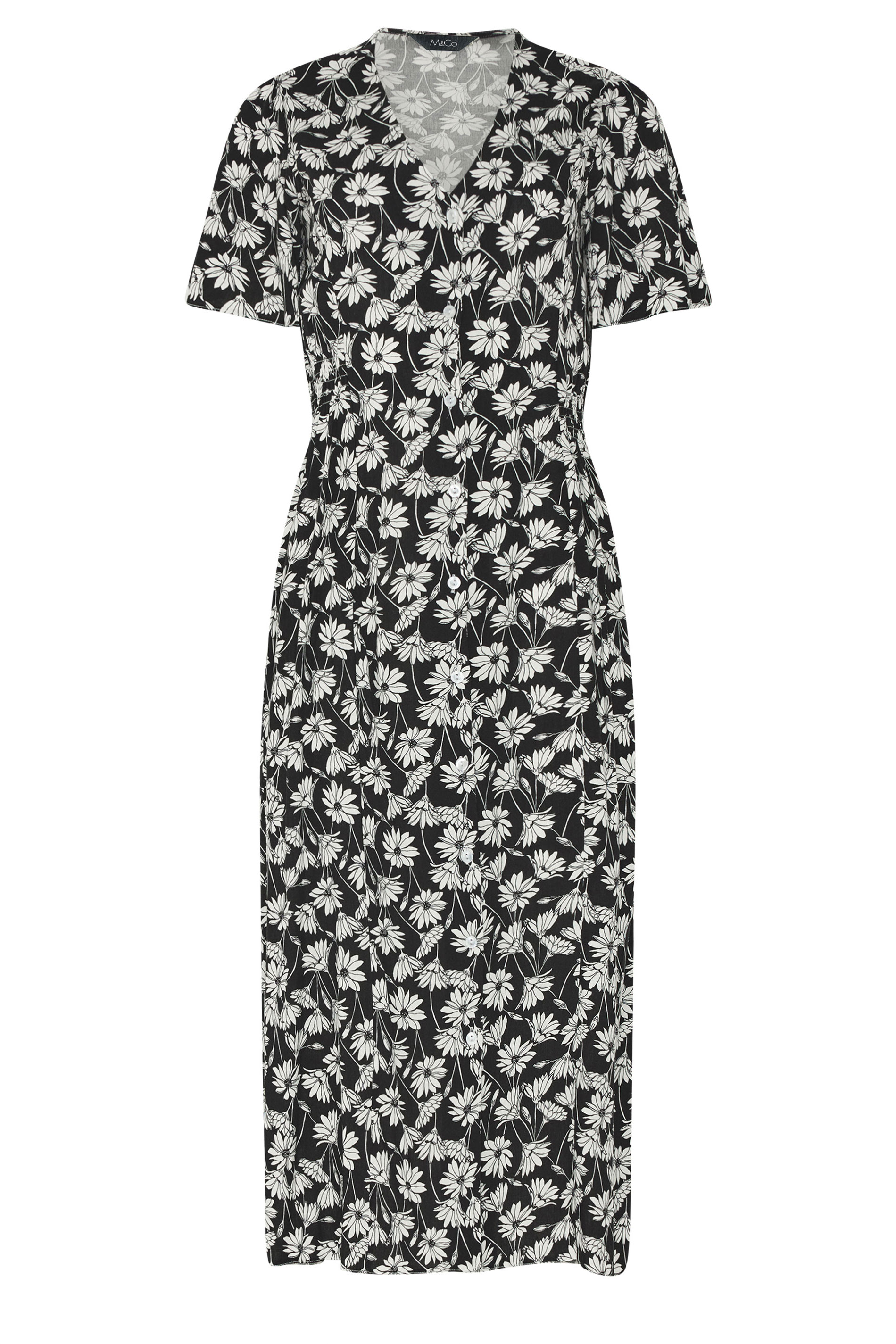M&Co Black Daisy Print Midi Tea Dress | M&Co 5