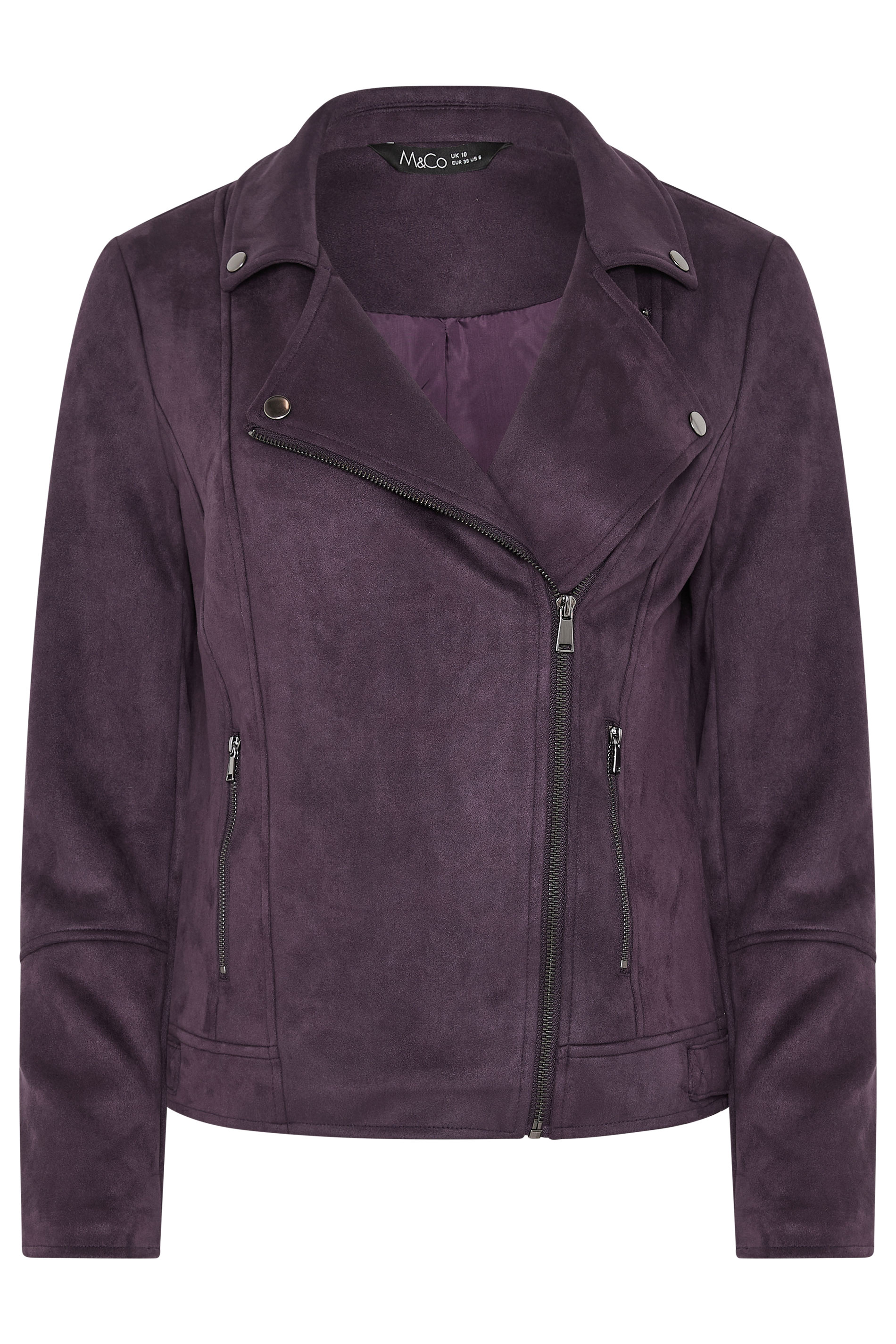 M&Co Purple Faux Suede Biker Jacket | M&Co 5