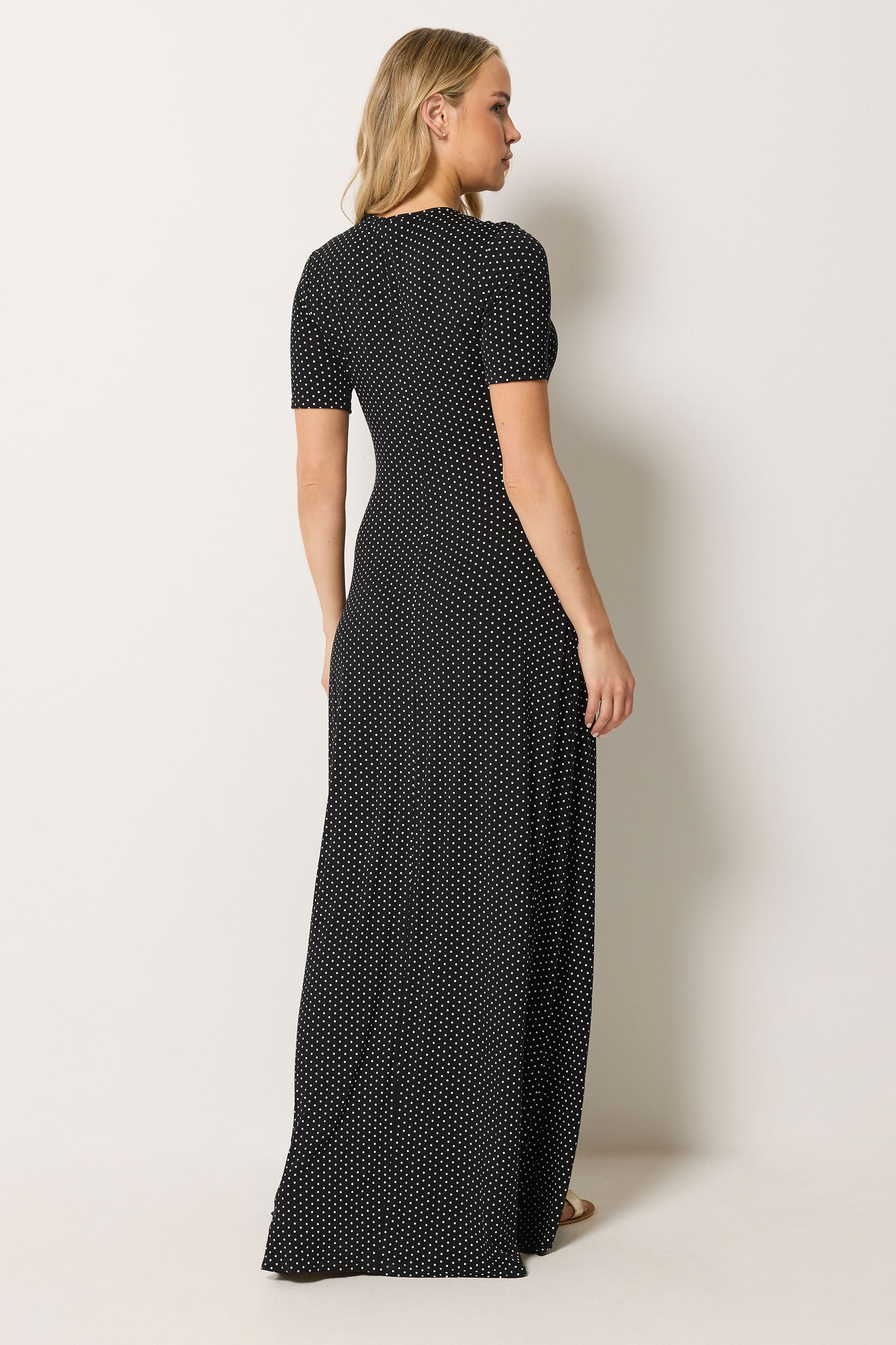LTS Tall Women's Black Polka Dot Short Sleeve Maxi Dress | Long Tall Sally 4
