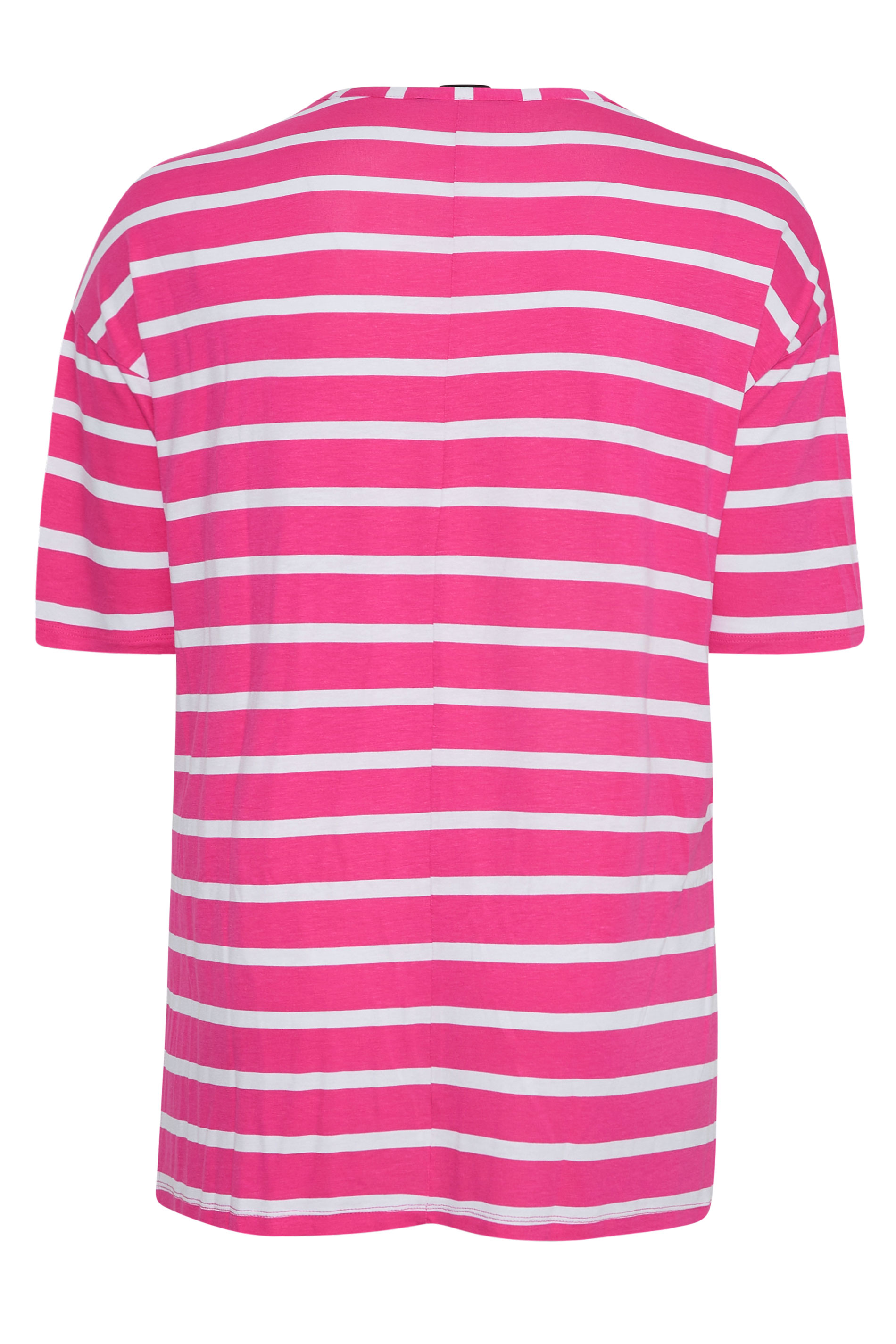 Grande taille  Tops Grande taille  T-Shirts Basiques & Débardeurs | T-Shirt Oversize Rose & Blanc à Rayures - FH77847