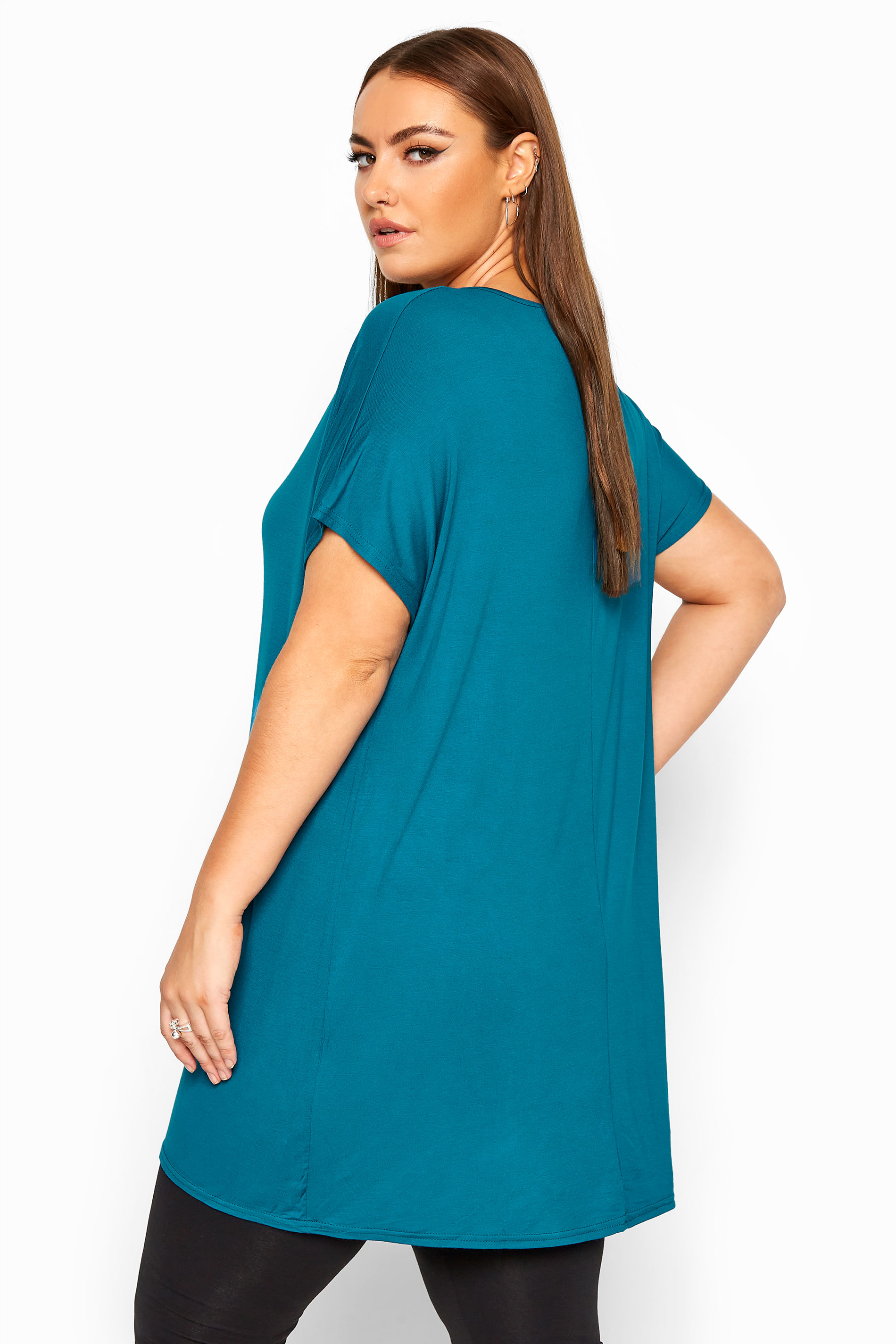 Teal Blue Dipped Hem Top | Yours Clothing
