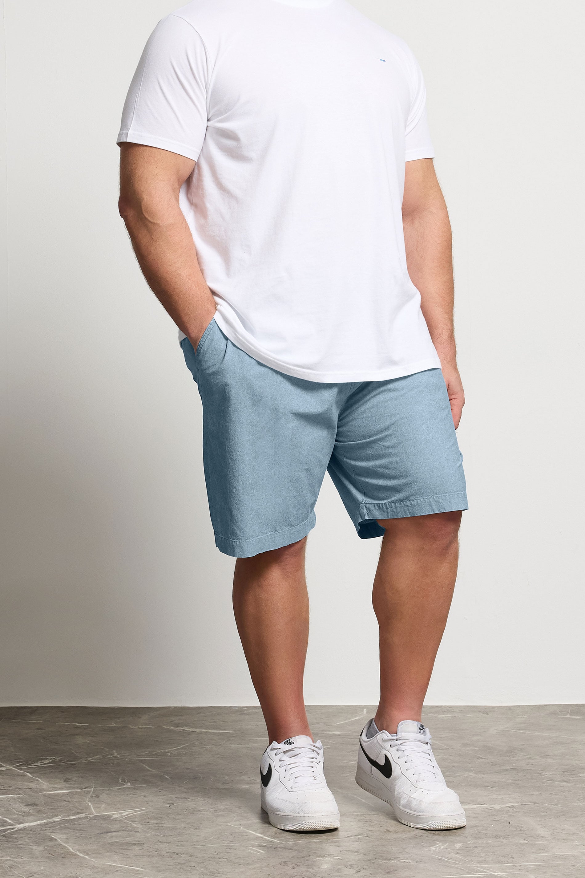 BadRhino Big & Tall Chambray Blue Elasticated Waist Cotton Shorts | BadRhino 1