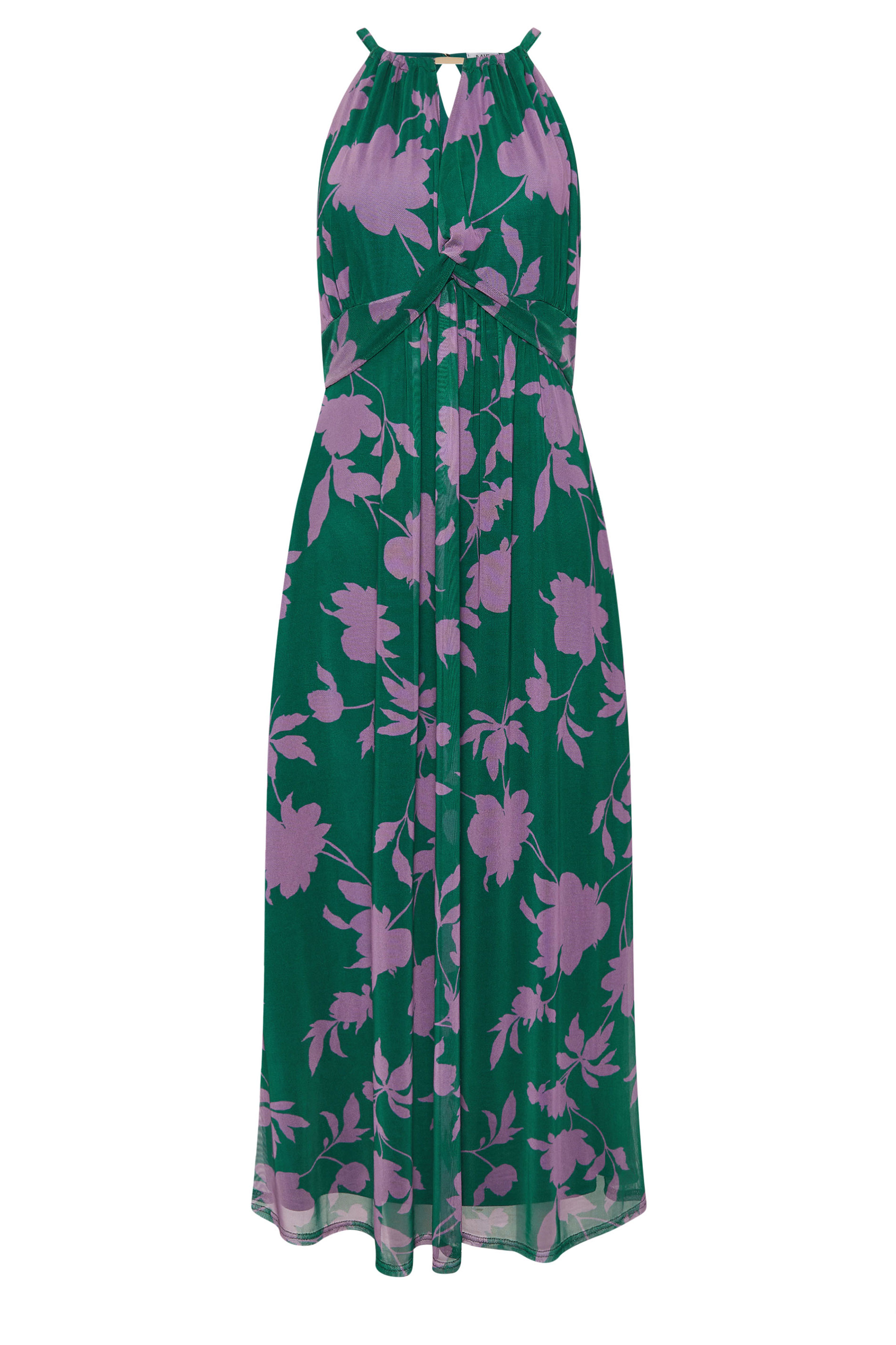 M&Co Petite Teal Mesh Knot Front Halter Neck Maxi Dress | M&Co 6