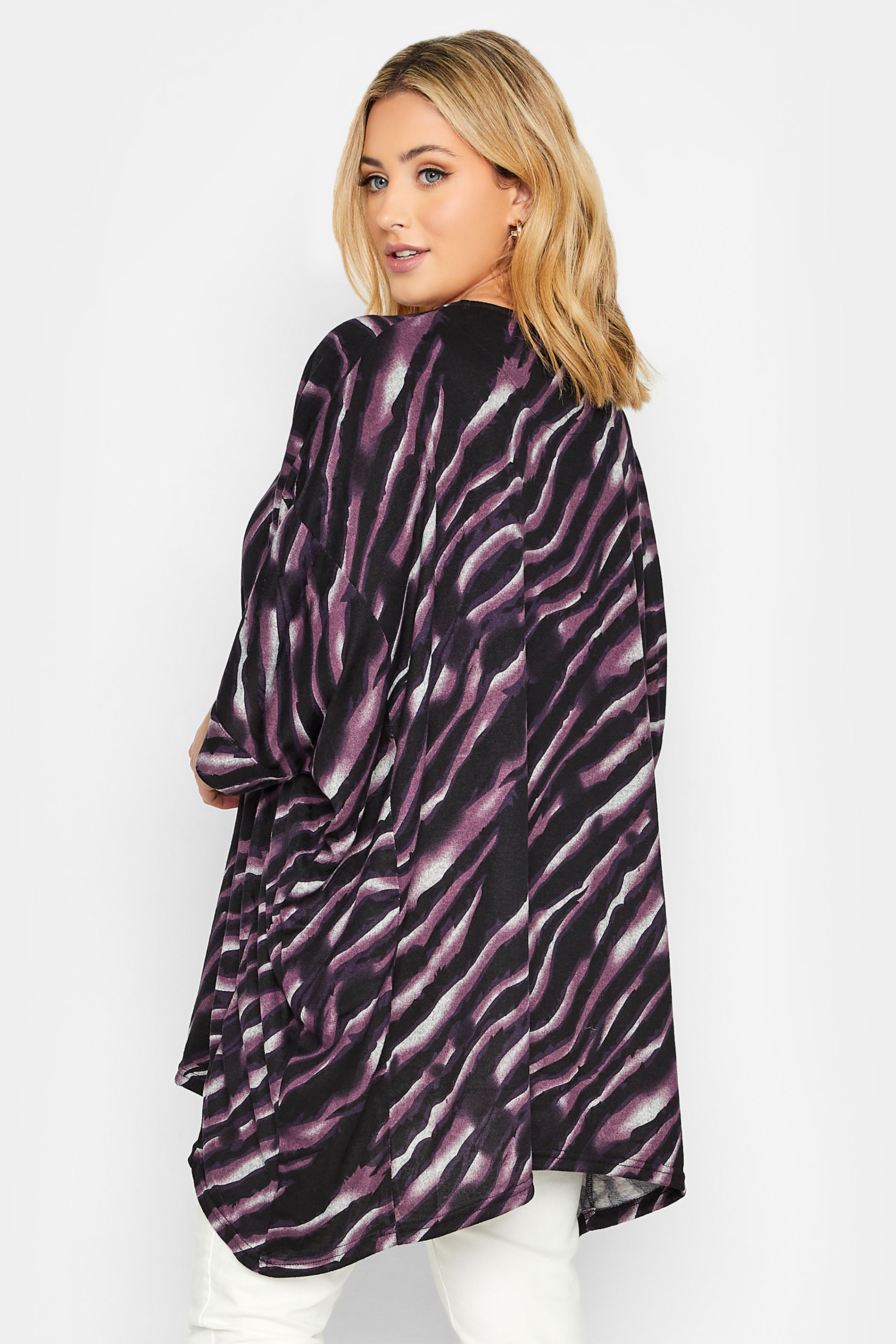 Plus Size Black & Purple Zebra Print Hanky Hem Top | Yours Clothing 3