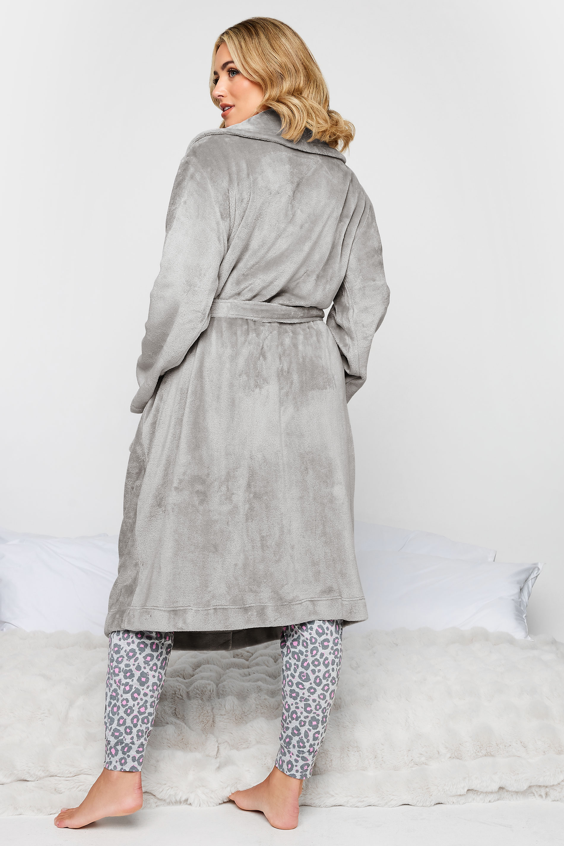 YOURS Plus Size Grey Essential Shawl Dressing Gown | Yours Clothing  3