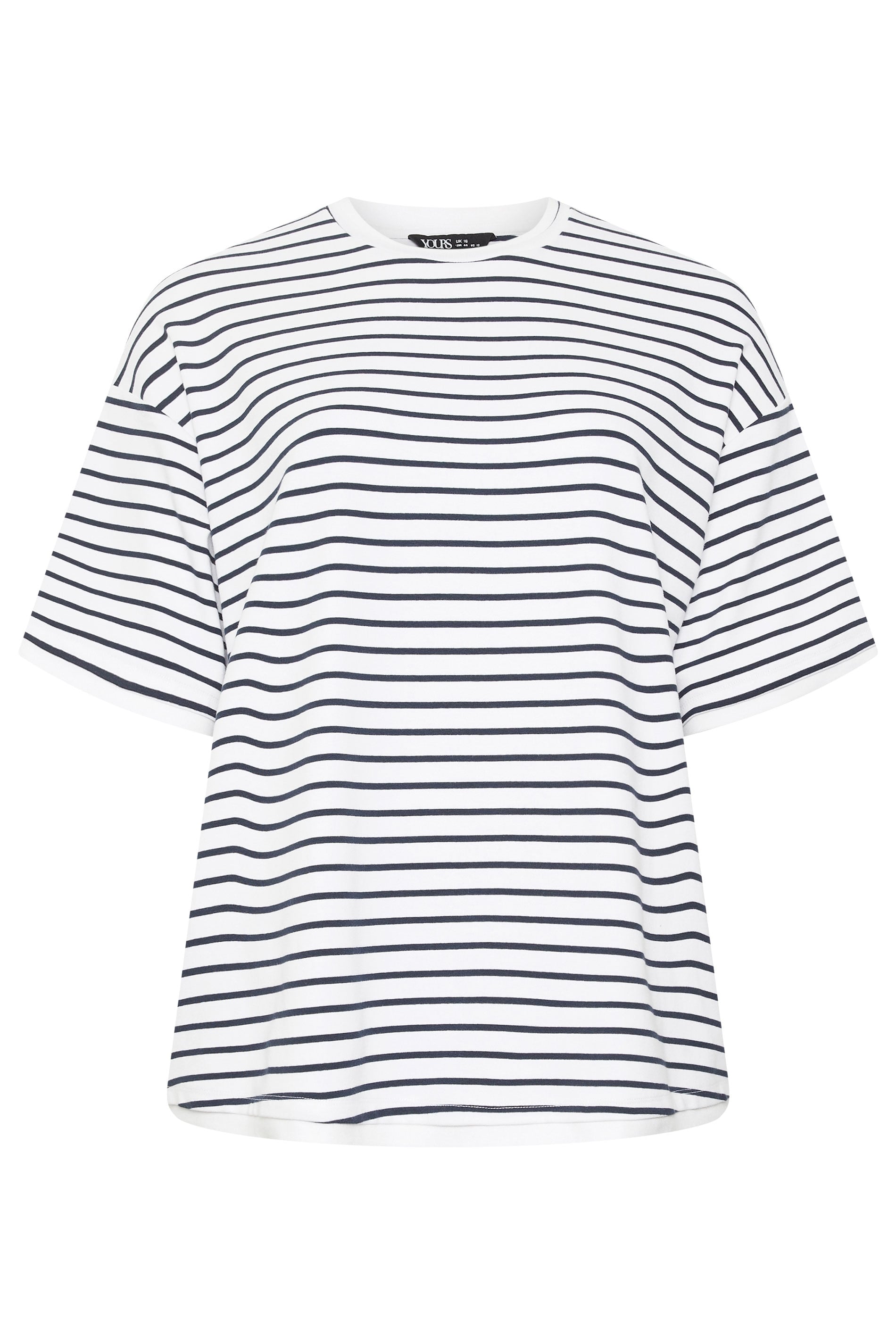 YOURS Plus Size White Stripe Ringer T-Shirt | Yours Clothing 5