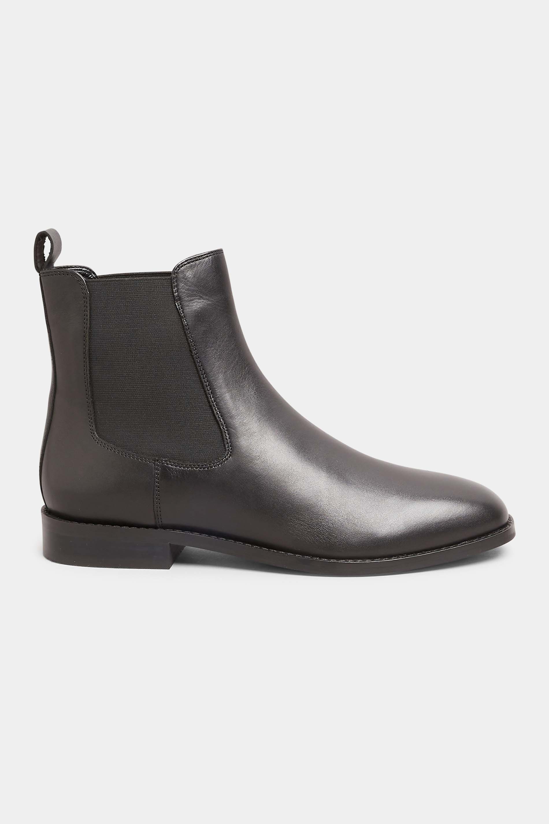 LTS Black Leather Chelsea Boots In Standard Fit | Long Tall Sally