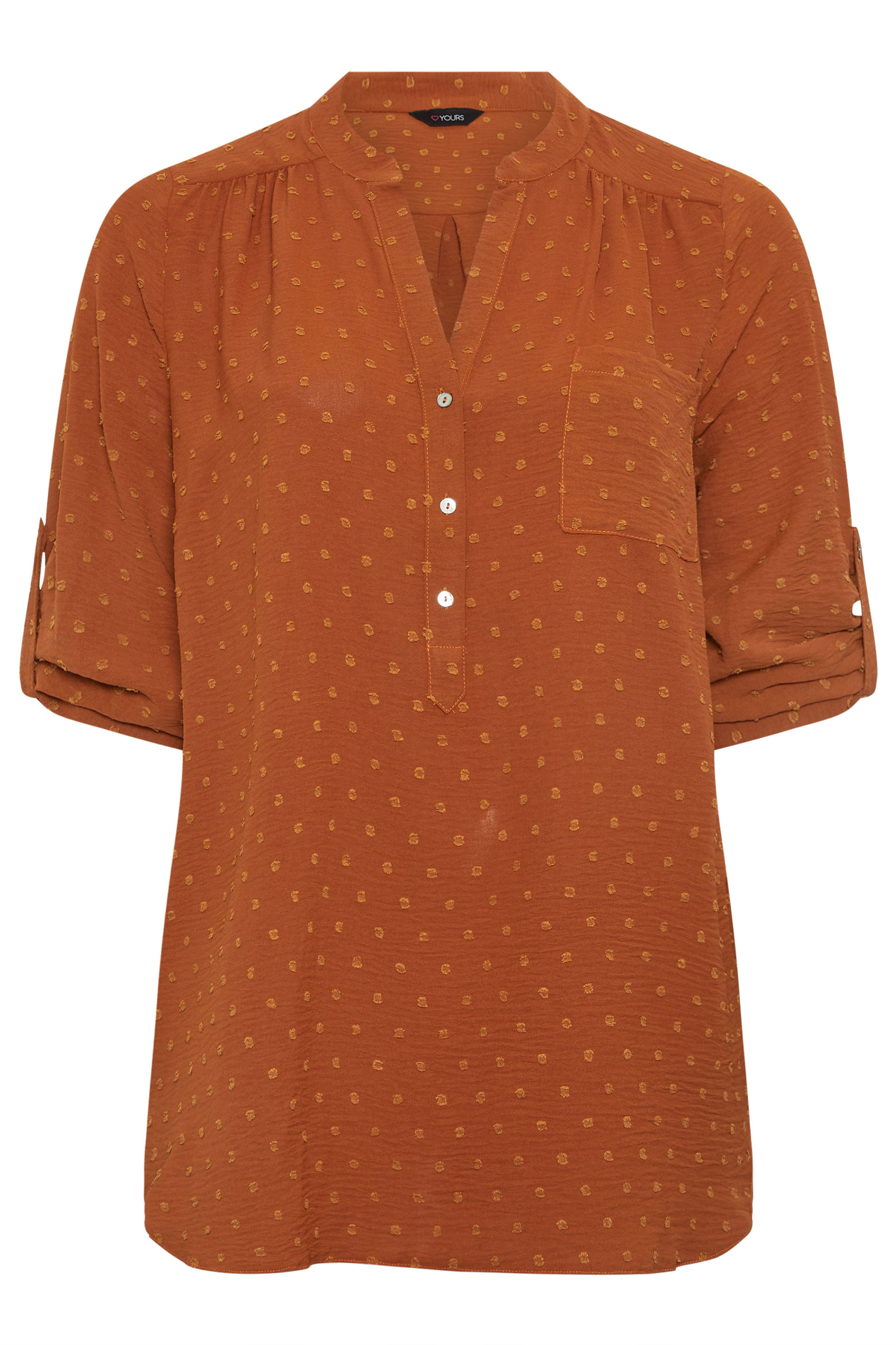 YOURS Plus Size Rust Orange Dobby Shirt  | Yours Clothing 5