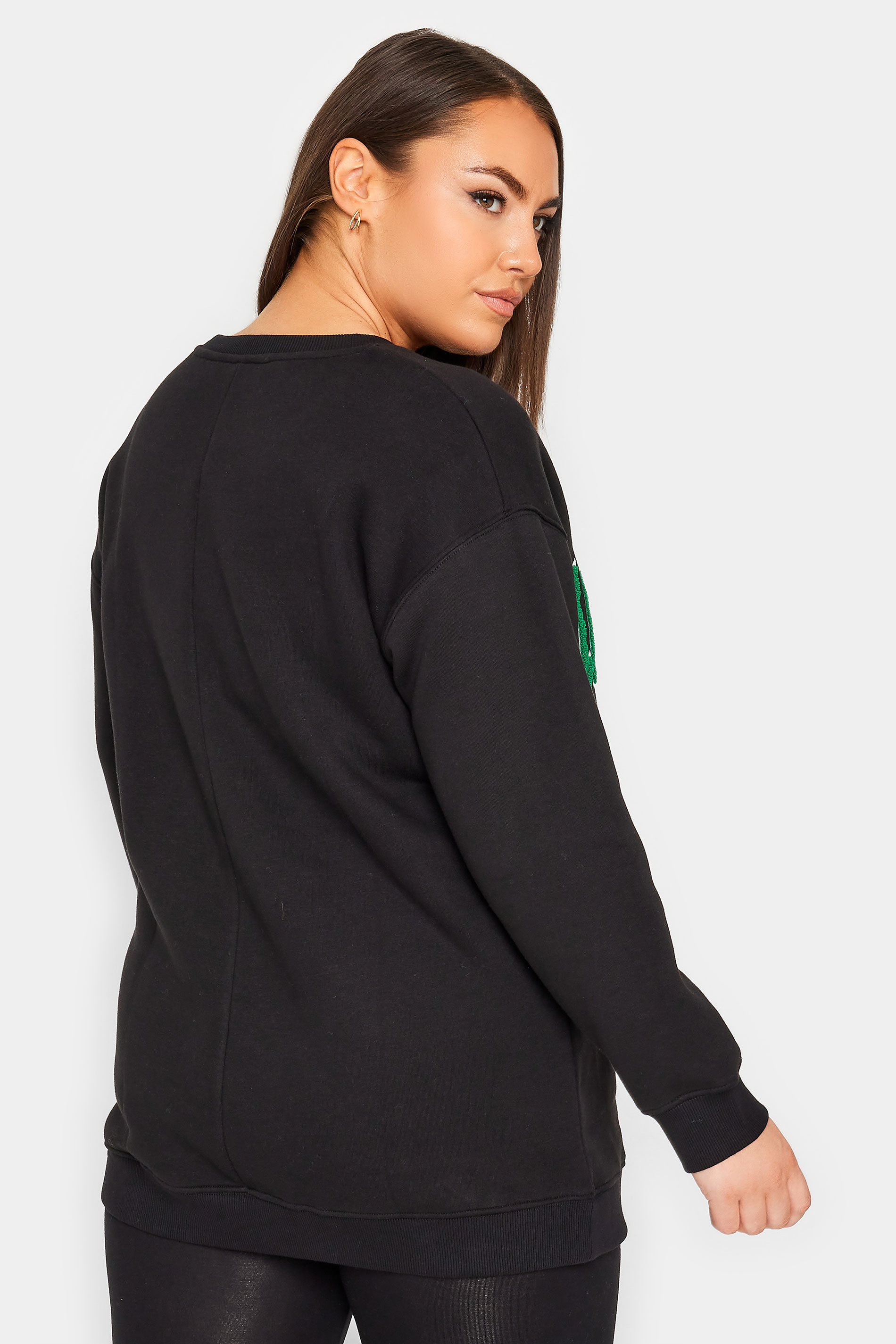 YOURS Plus Size Black 'Los Angeles' Embroidered Slogan Sweatshirt | Yours Clothing 2