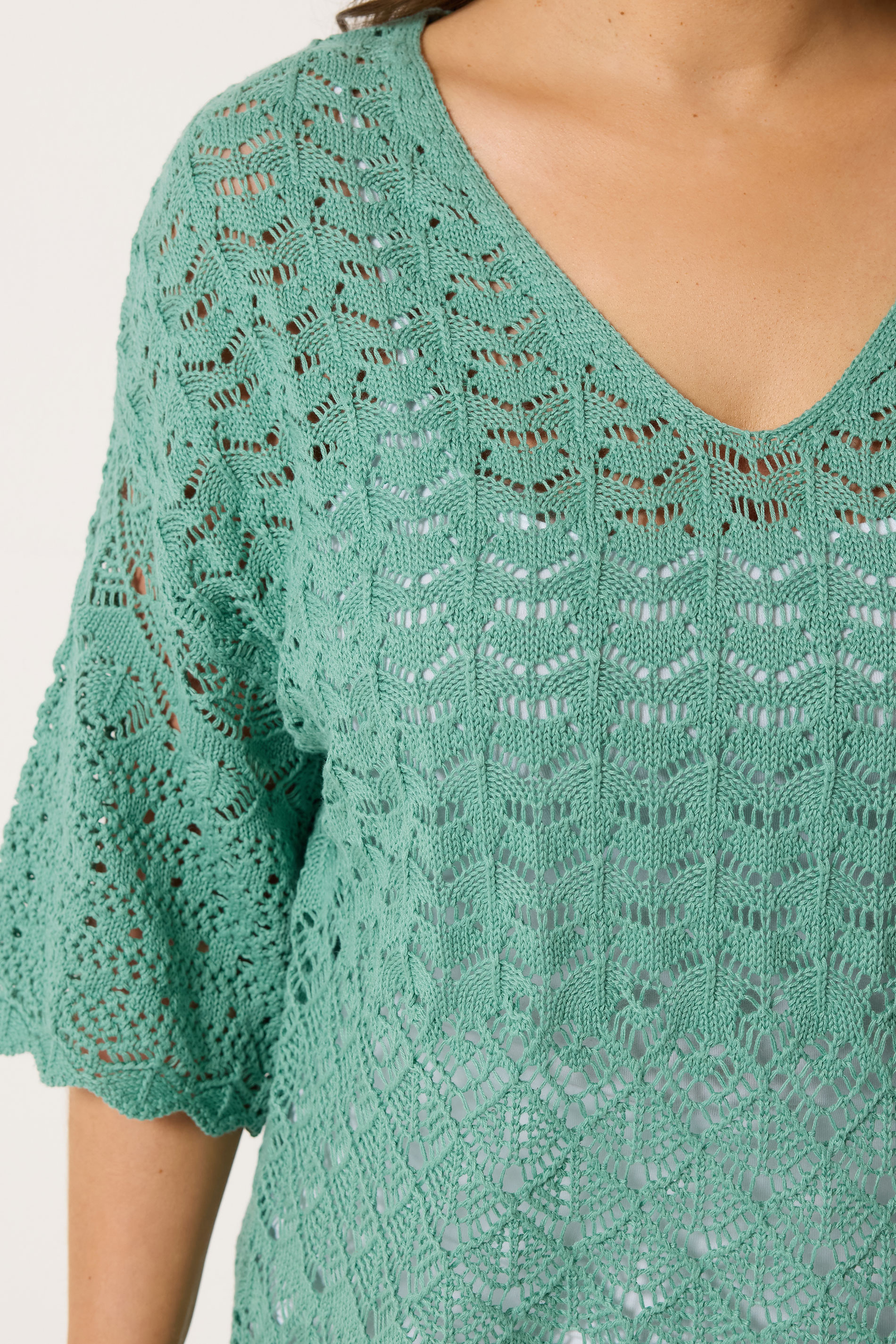 YOURS Plus Size Blue Crochet Tunic Top | Yours Clothing 4