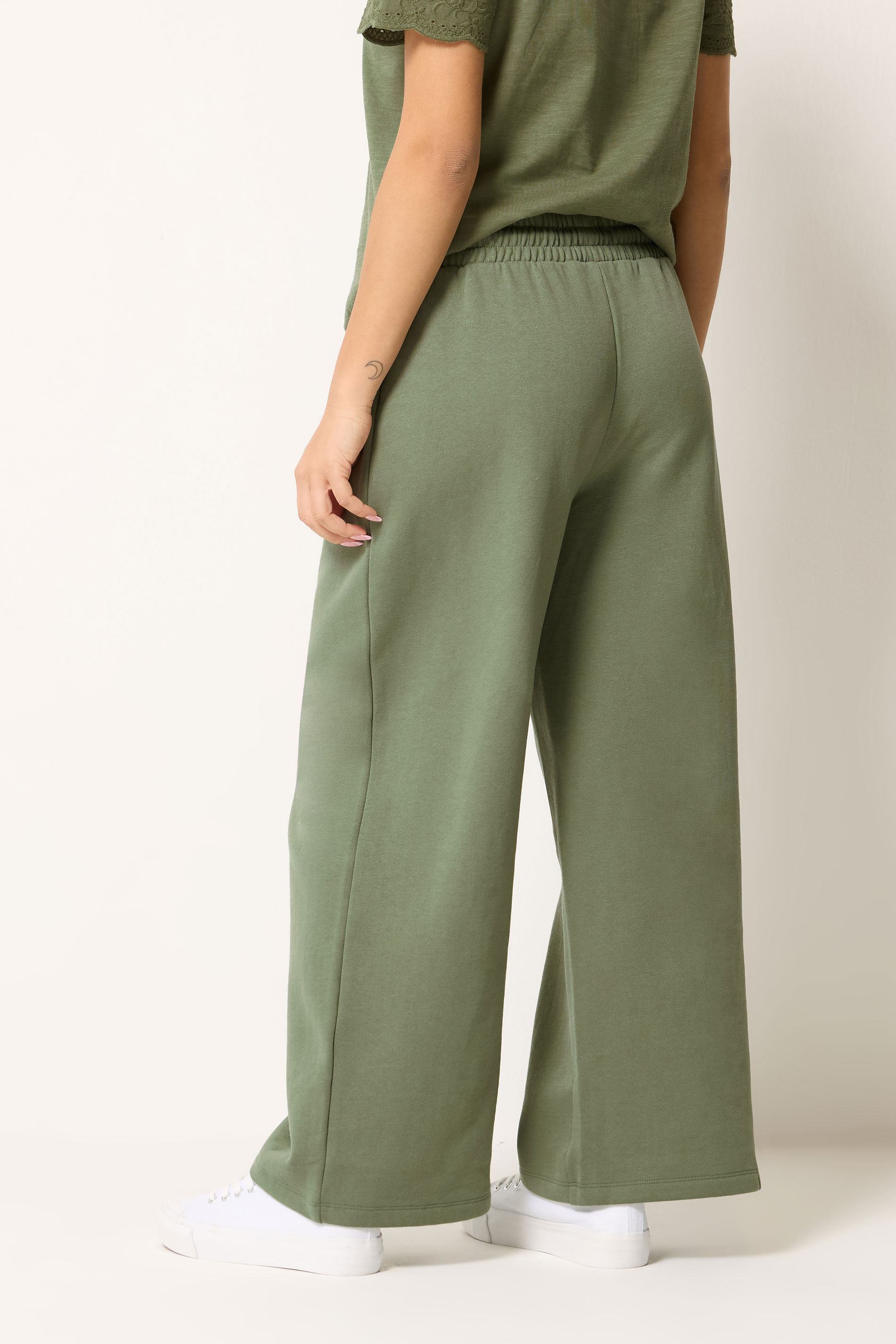 M&Co Petite Khaki Green Wide Leg Joggers | M&Co 2