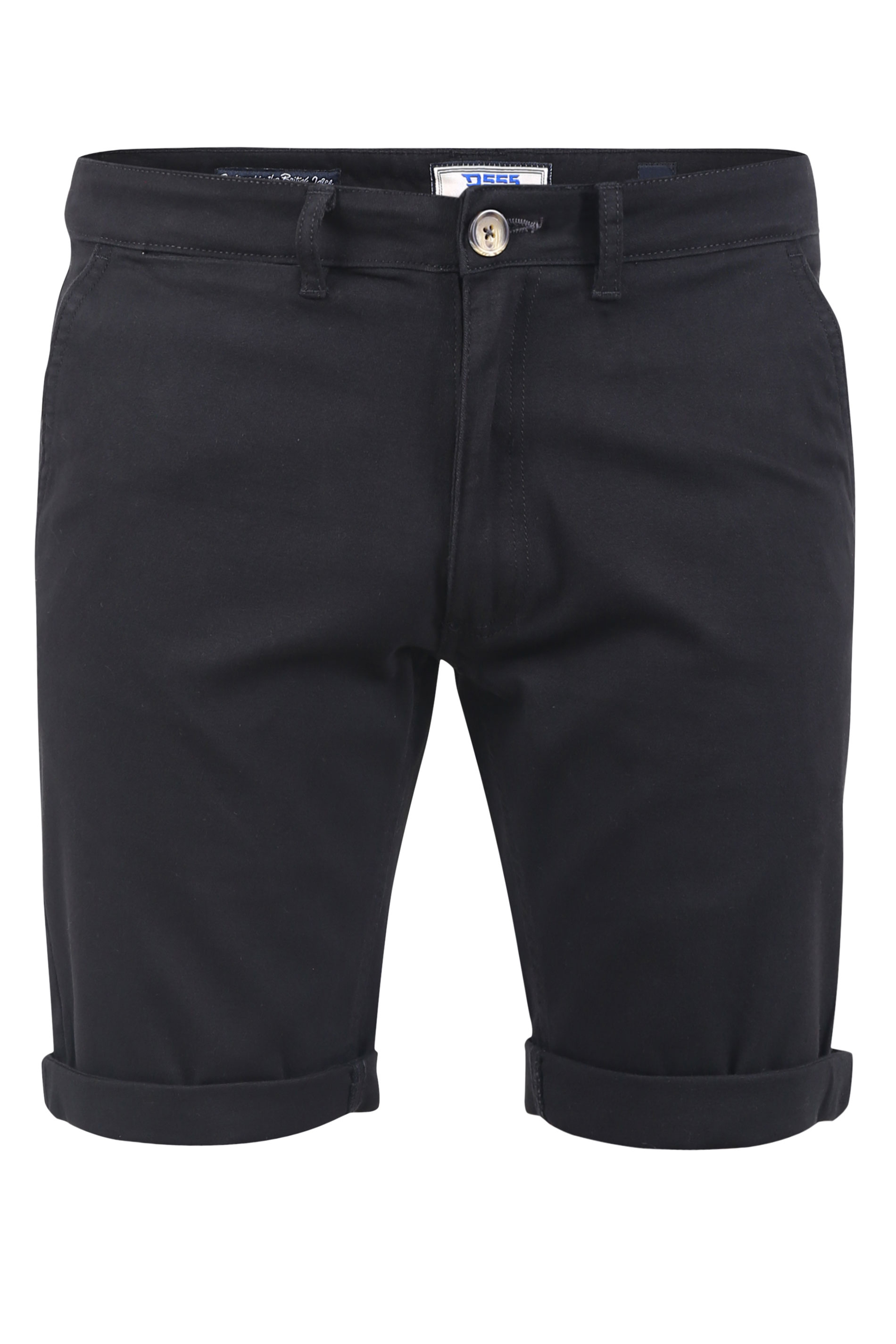 D555 Big & Tall Black Stretch Chino Shorts_F.jpg