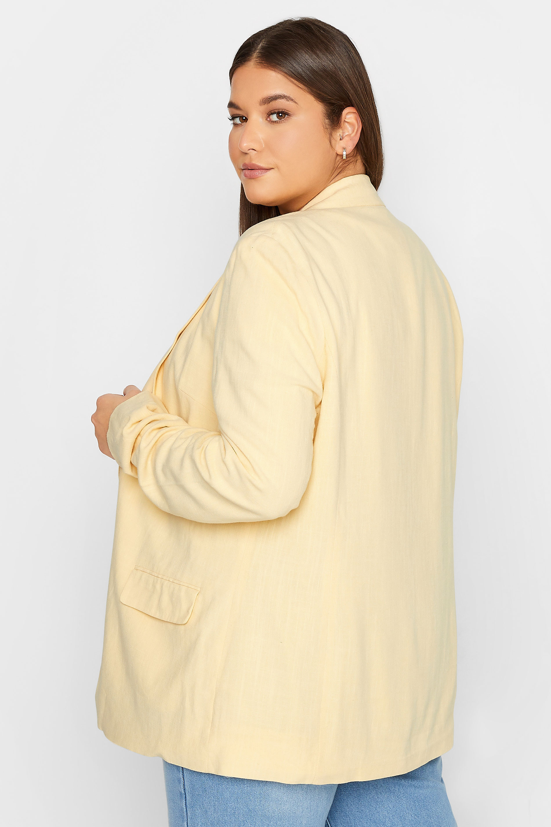 LTS Tall Women's Lemon Yellow Linen Look Blazer | Long Tall Sally  3