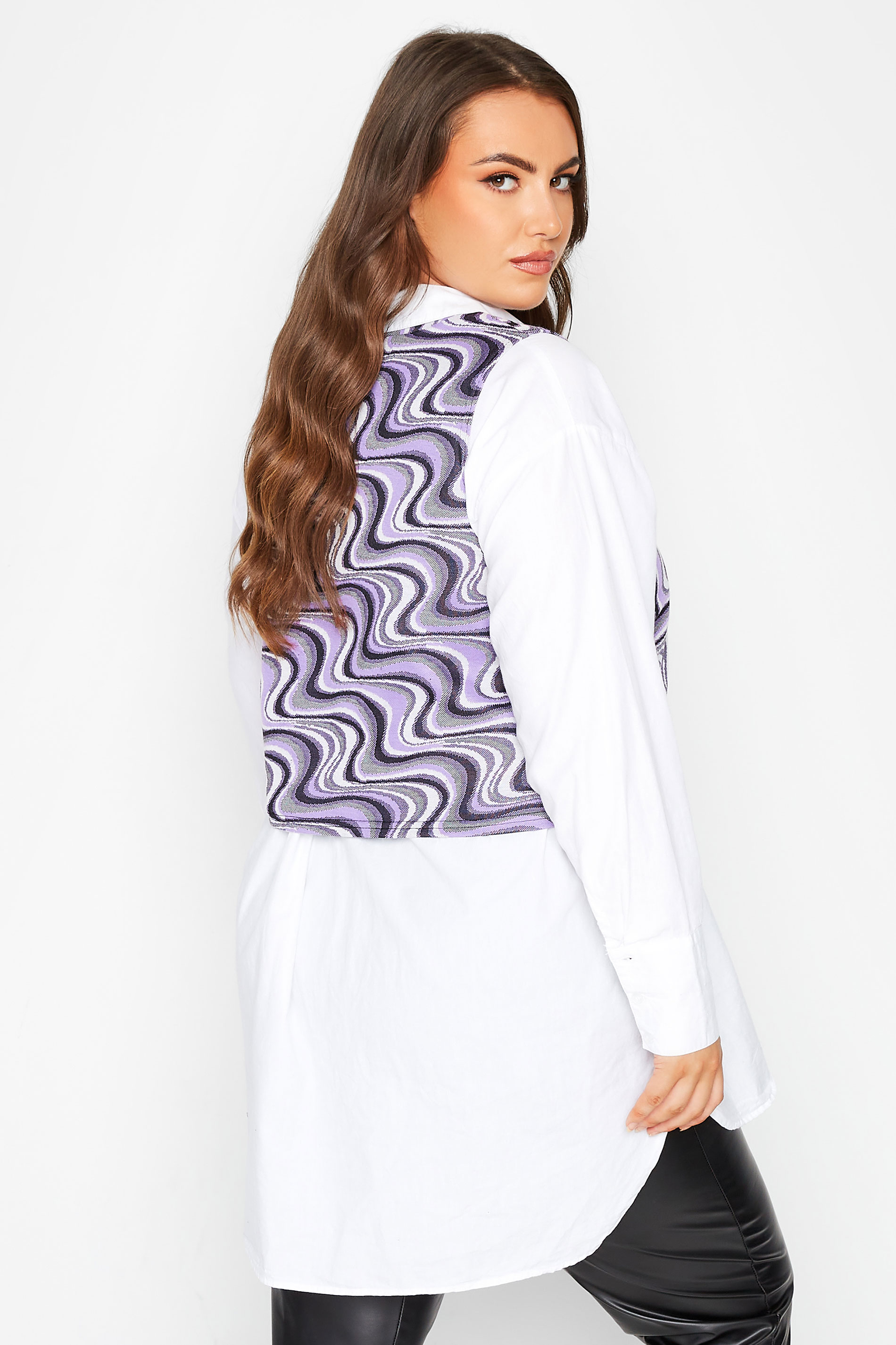 LIMITED COLLCTION Purple Swirl Print Knitted Vest Top | Yours Clothing 3
