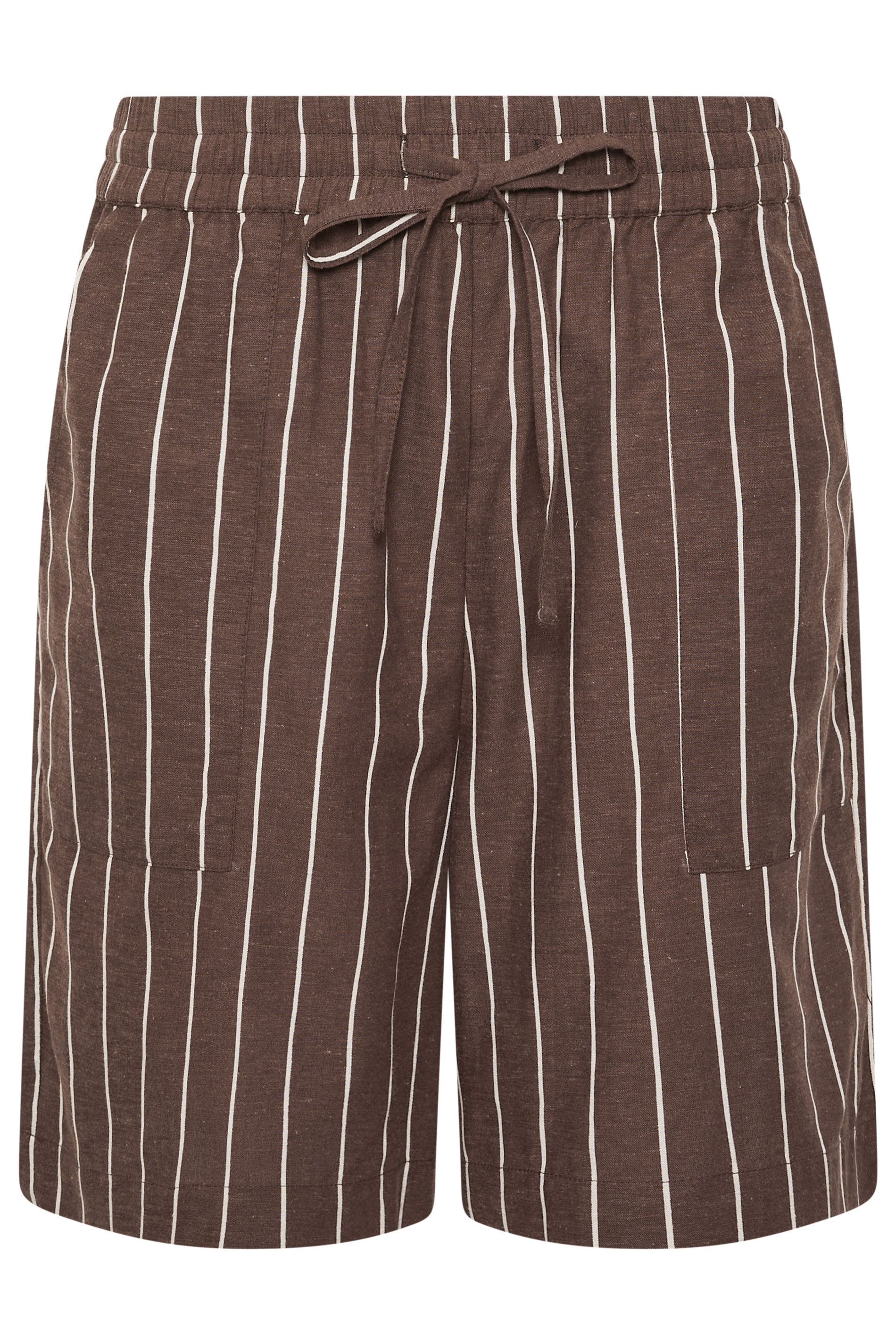 M&Co Chocolate Brown Striped Linen Shorts | M&Co 5