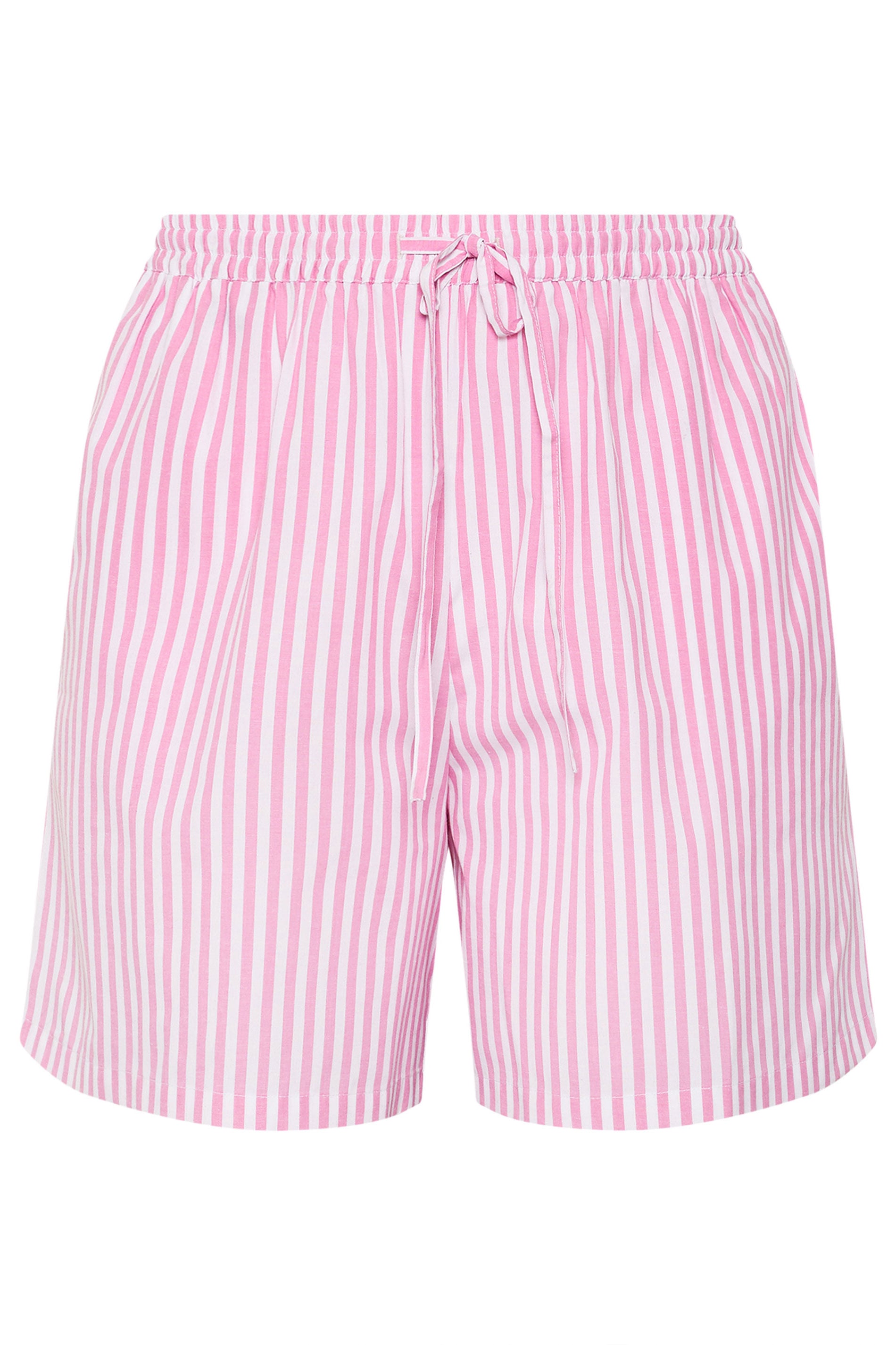 YOURS Plus Size Pink Stripe Shorts | Yours Clothing 5