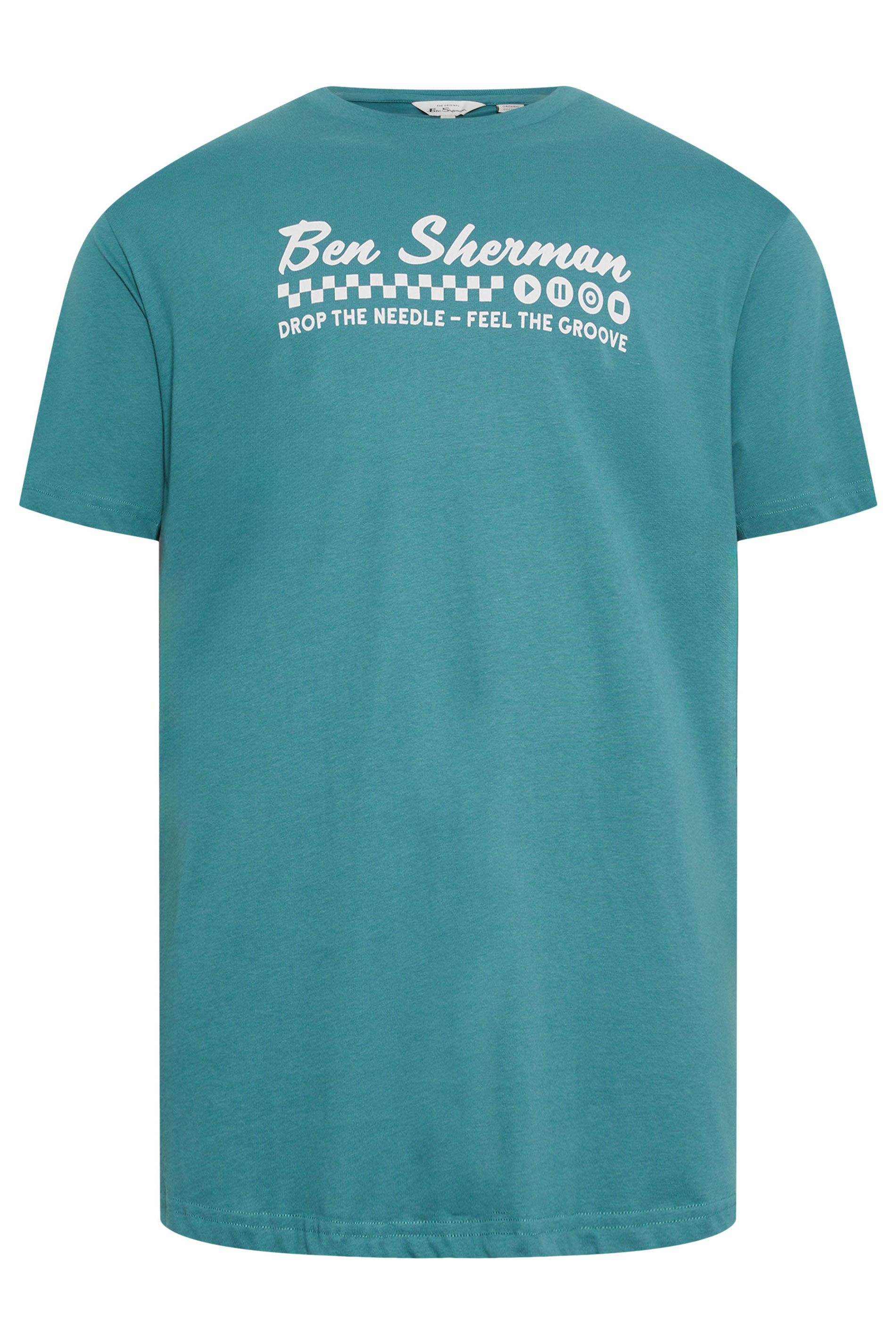 BEN SHERMAN Big & Tall Teal Blue 'Feel The Groove' T-Shirt 2