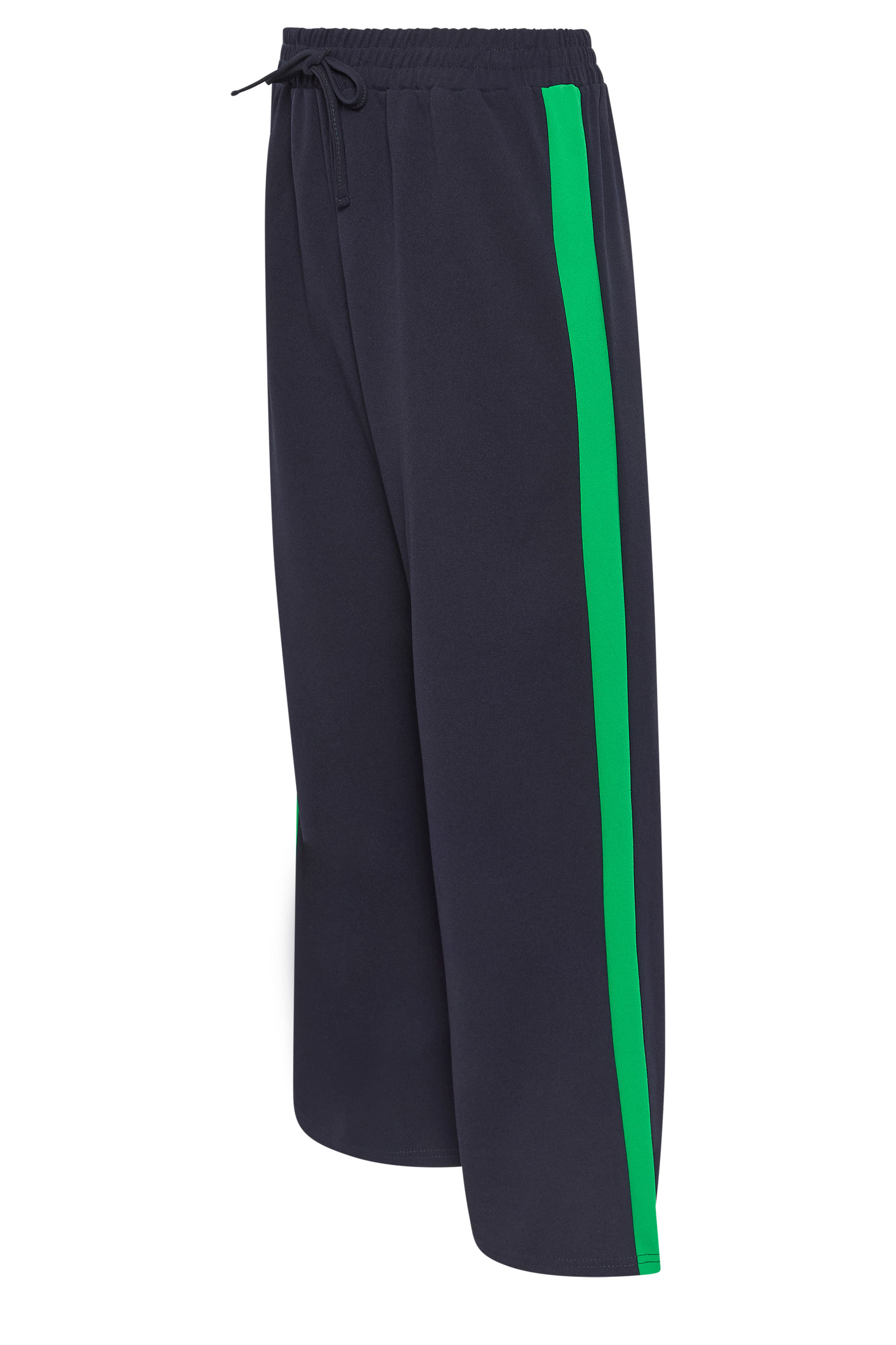 M&Co Petite Navy Blue & Green Wide Leg Side Stripe Trousers | M&Co 5
