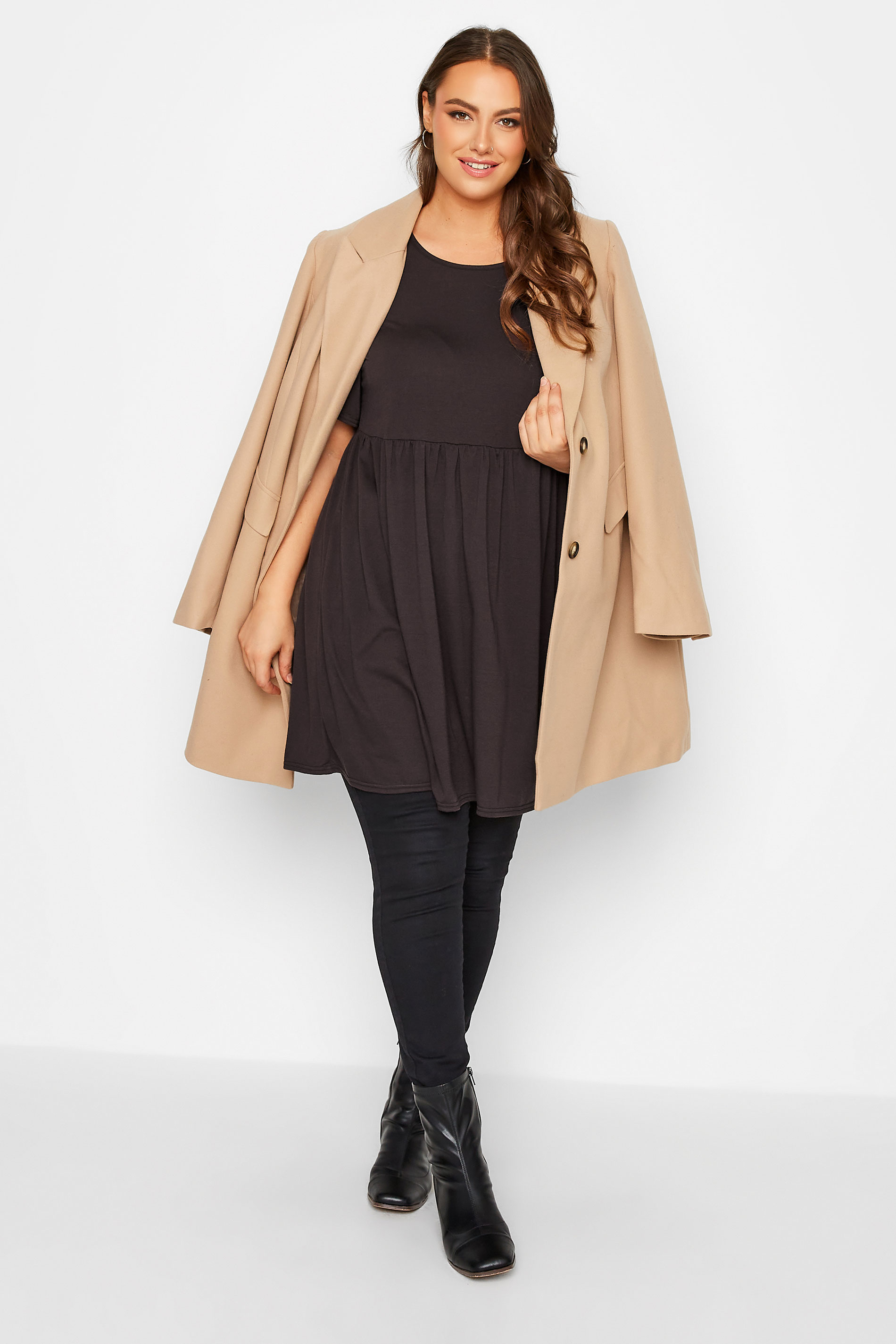 Curve Brown Short Sleeve Tunic Dress Yours Clothing