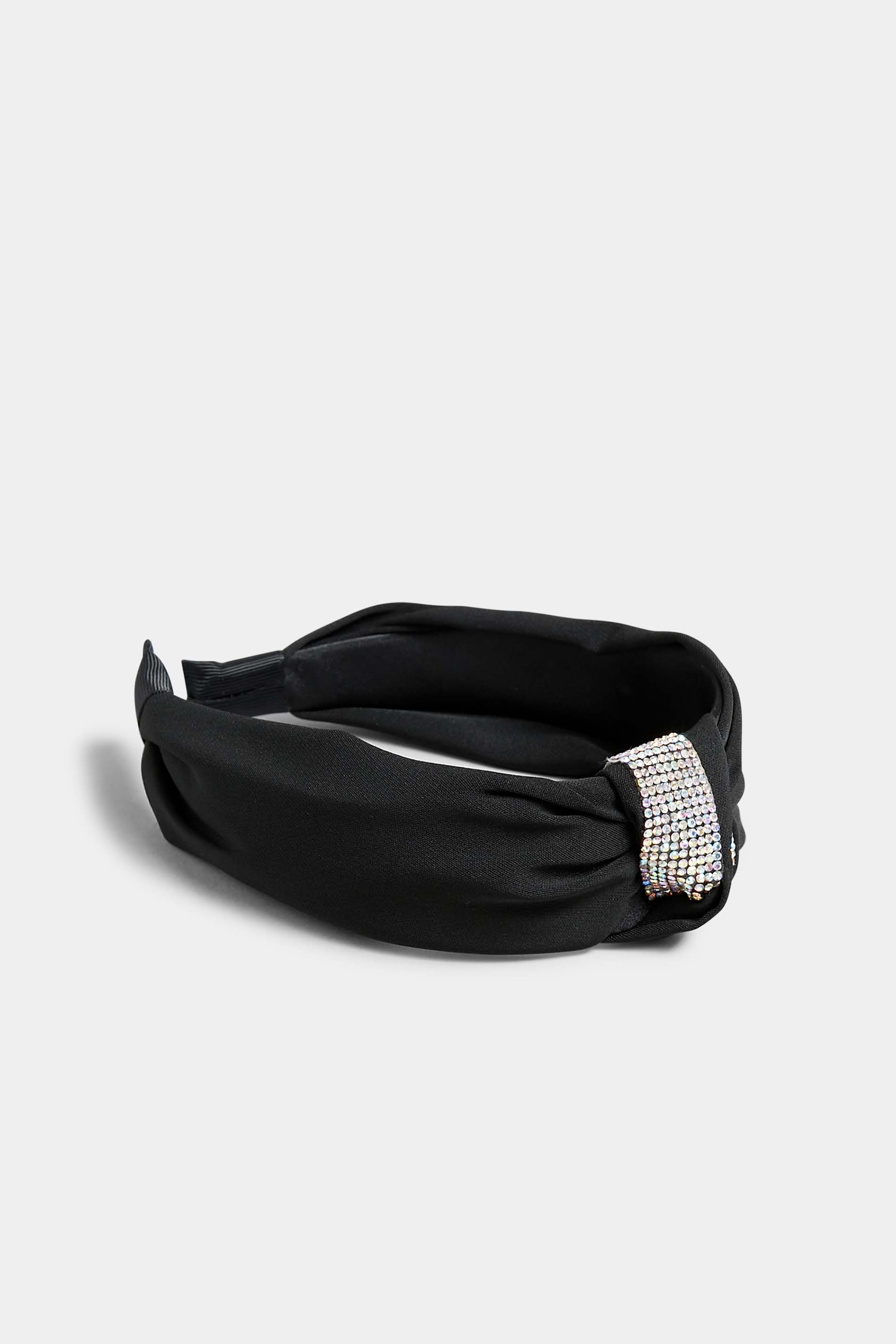 Black & Silver Diamante Knot Headband | Yours Clothing  3