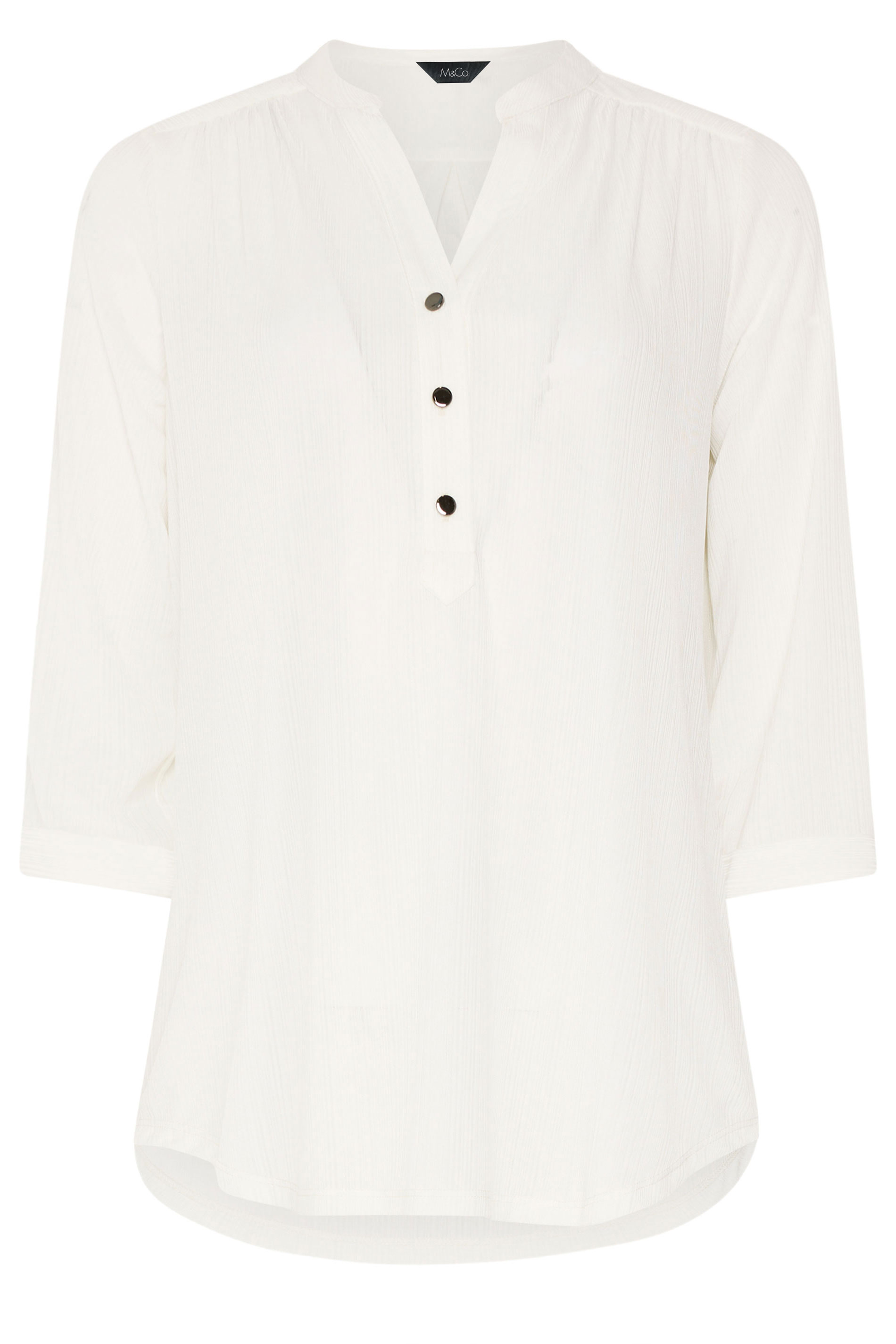 M&Co Ivory White Textured Lightweight Blouse| M&Co 5