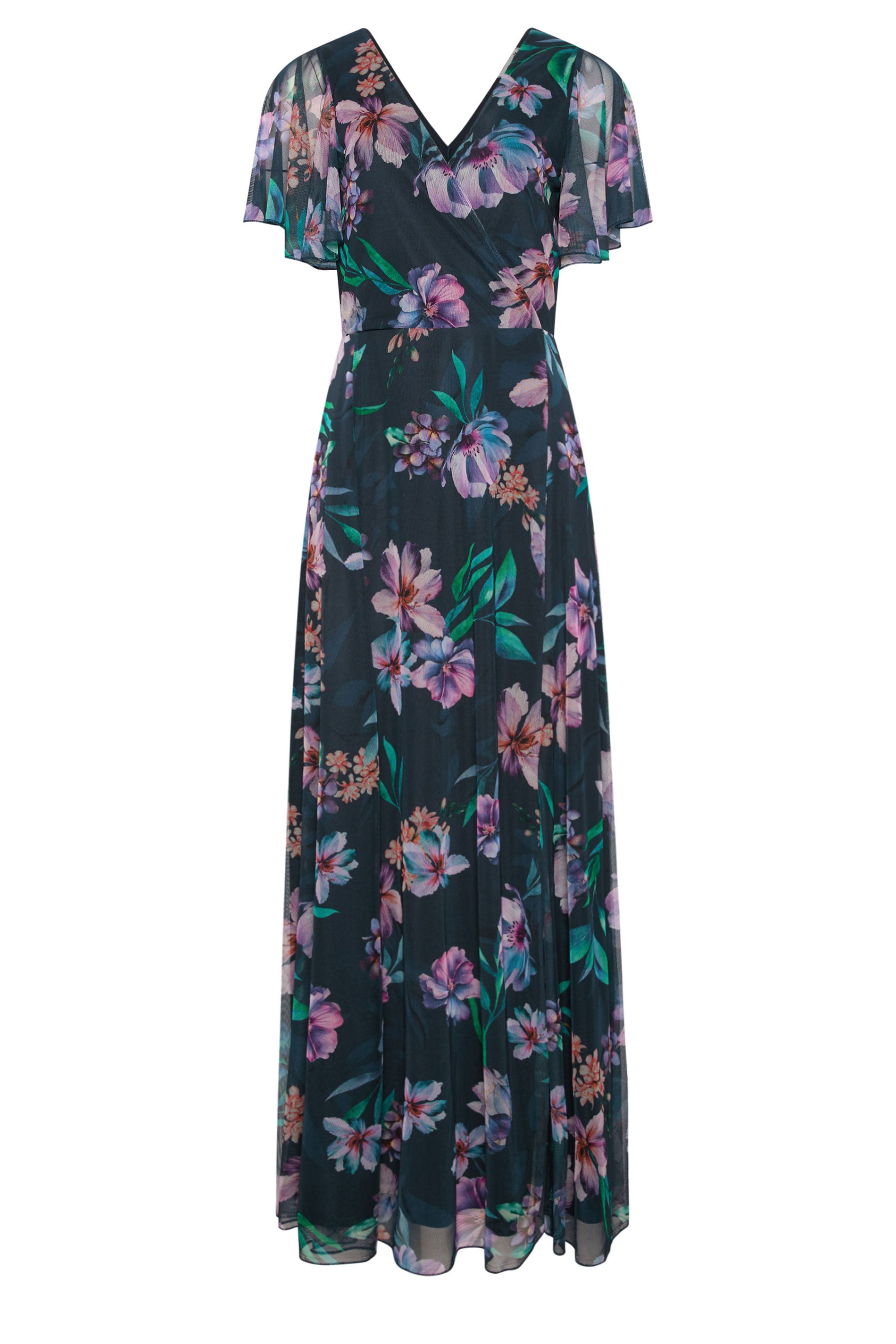 LTS Tall Women's Navy Blue Floral Mesh Wrap Maxi Dress | Long Tall Sally 5
