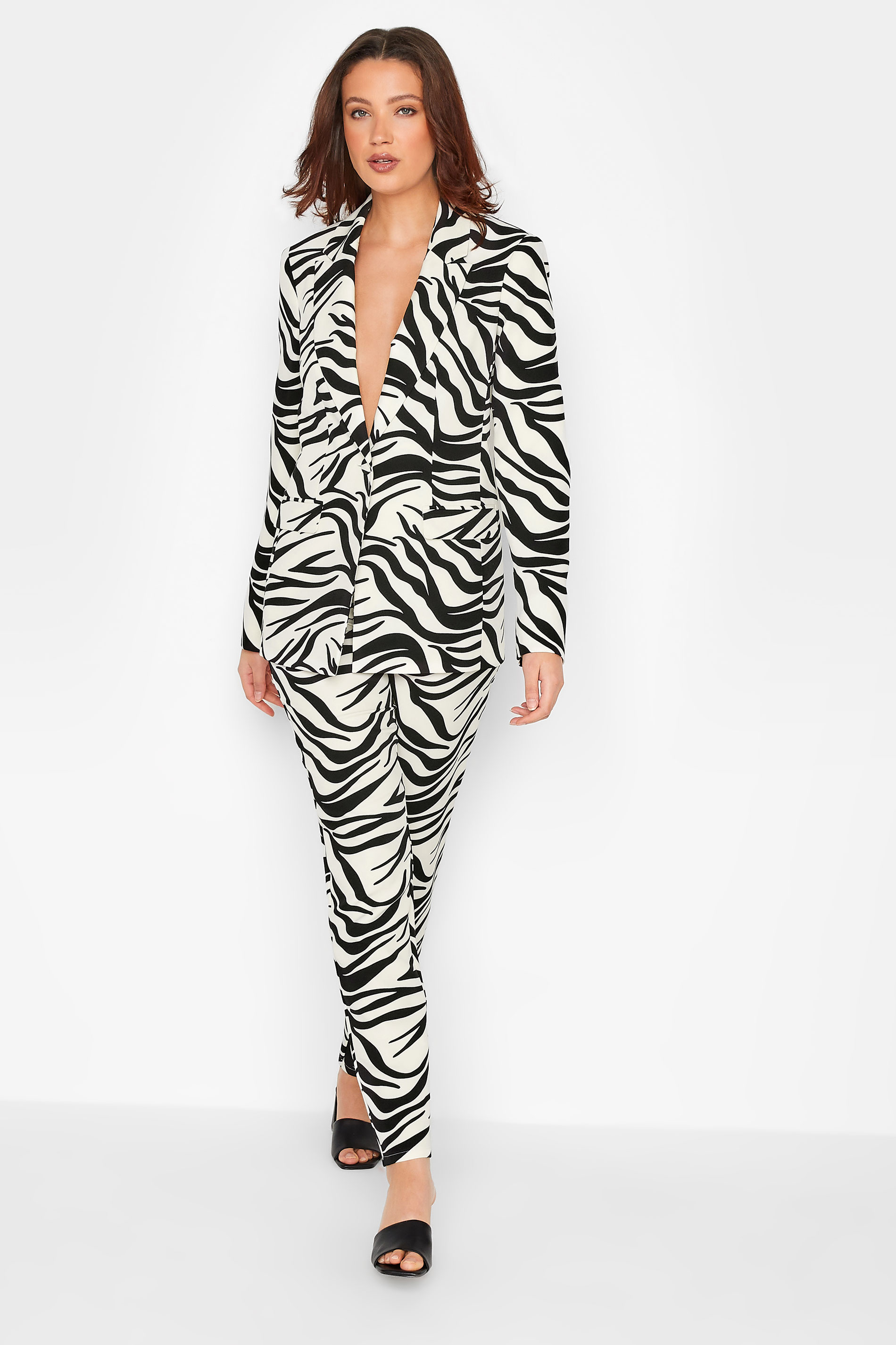 LTS Tall Black & White Zebra Print Tailored Blazer | Long Tall Sally  2