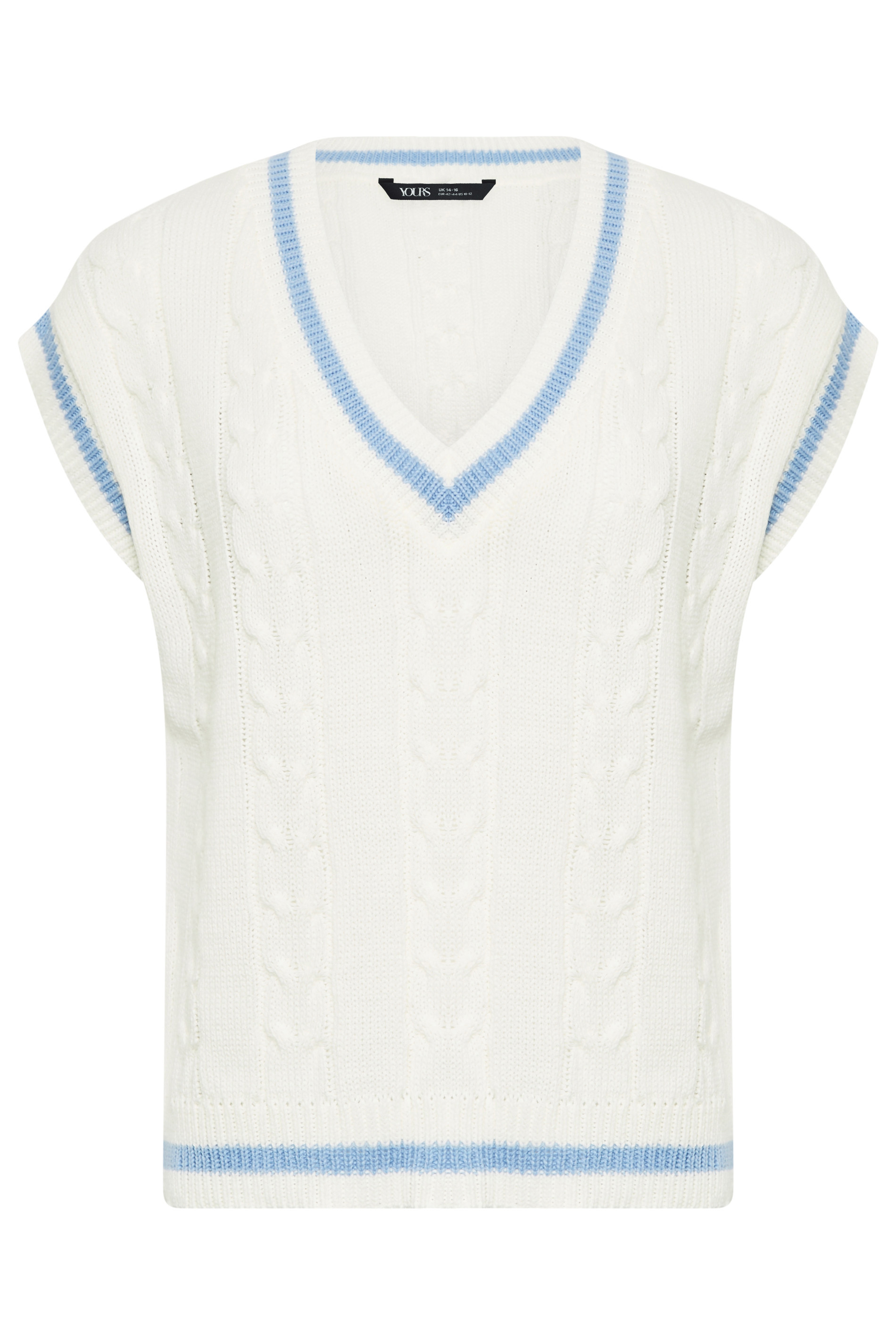 YOURS PETITE Plus Size White Cricket Knitted Vest Top | Yours Clothing 1