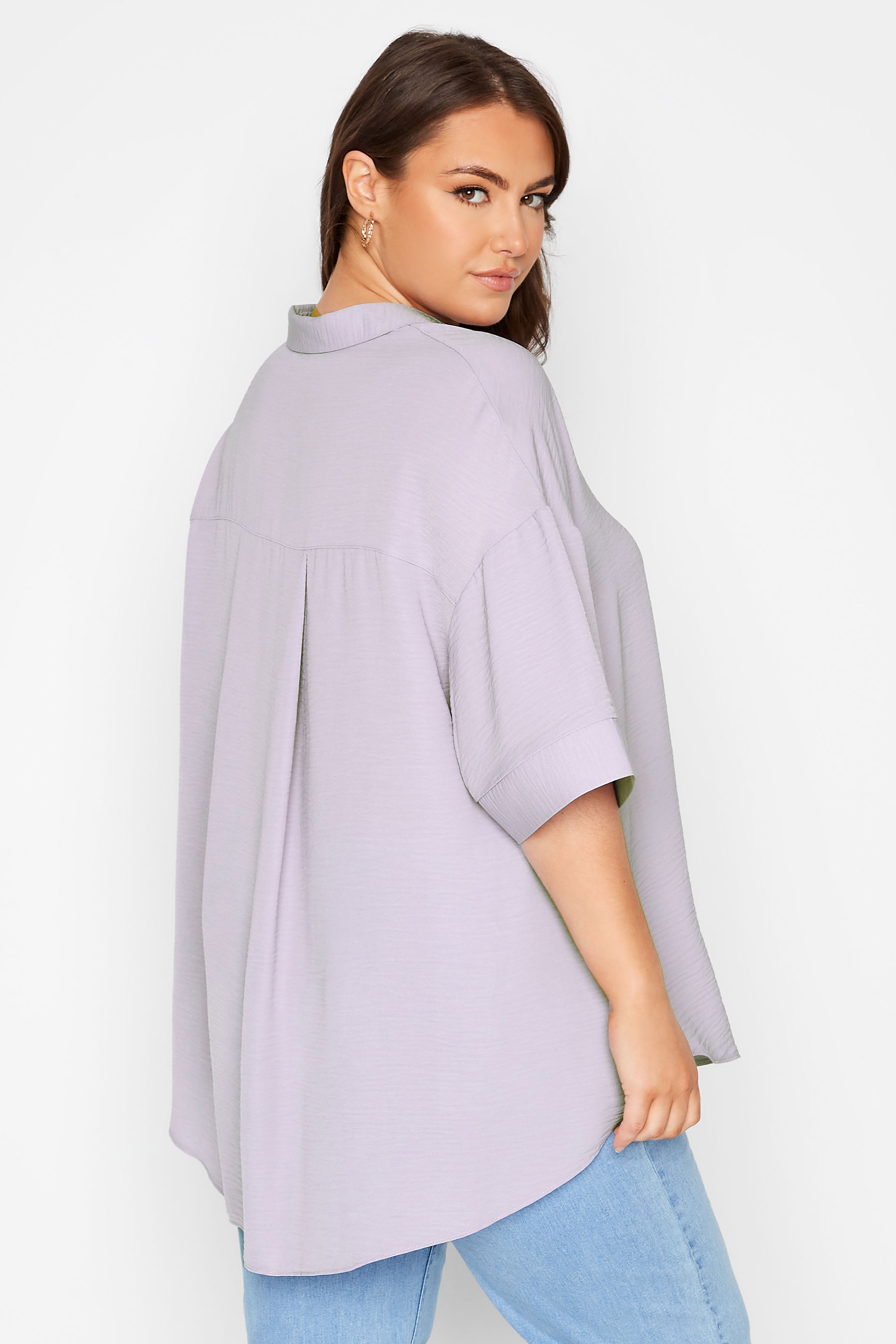LIMITED COLLECTION Plus Size Lilac Purple Rugby Throw On Shirt | Yours Clothing 1