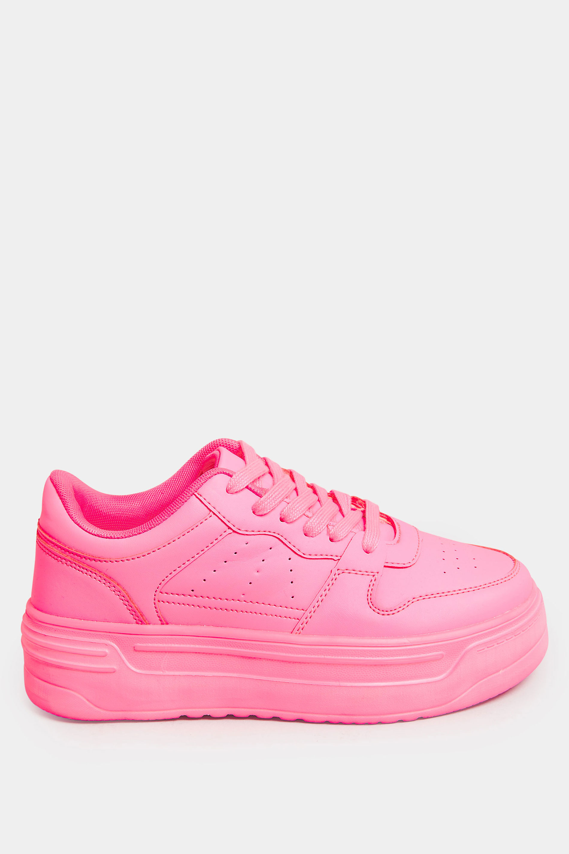 Neon Pink Chunky Trainers In Extra Wide EEE Fit | Yours Clothing  3