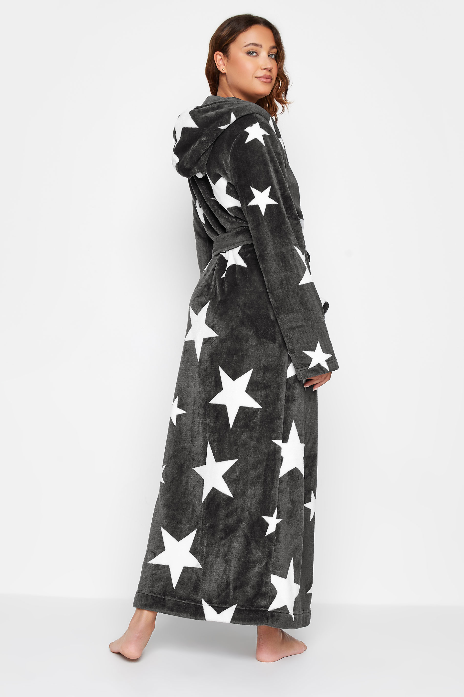 LTS Tall Women's Grey Star Print Maxi Dressing Gown | Long Tall Sally 3