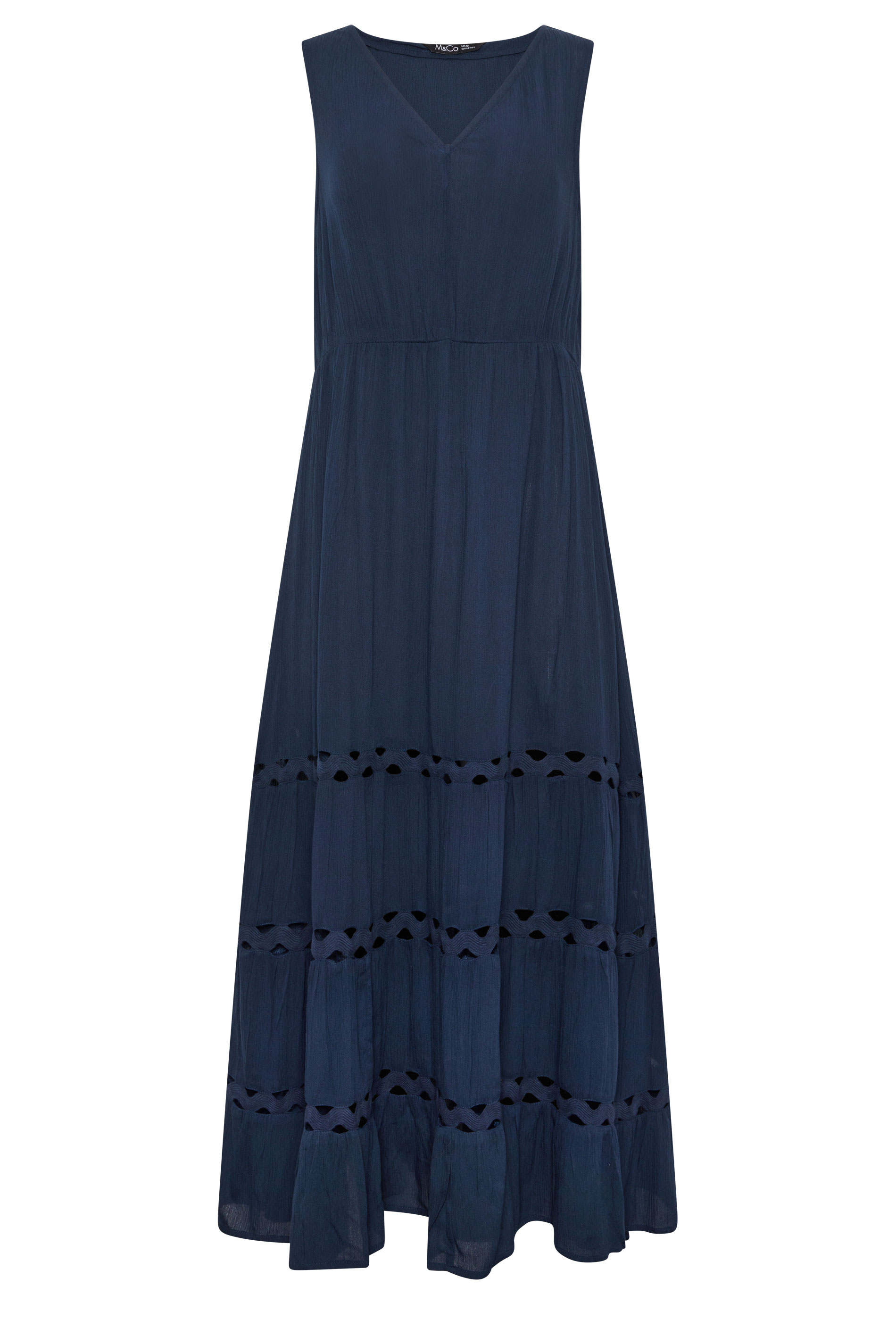 M&Co Navy Blue Sleeveless Tiered Maxi Dress | M&Co 5