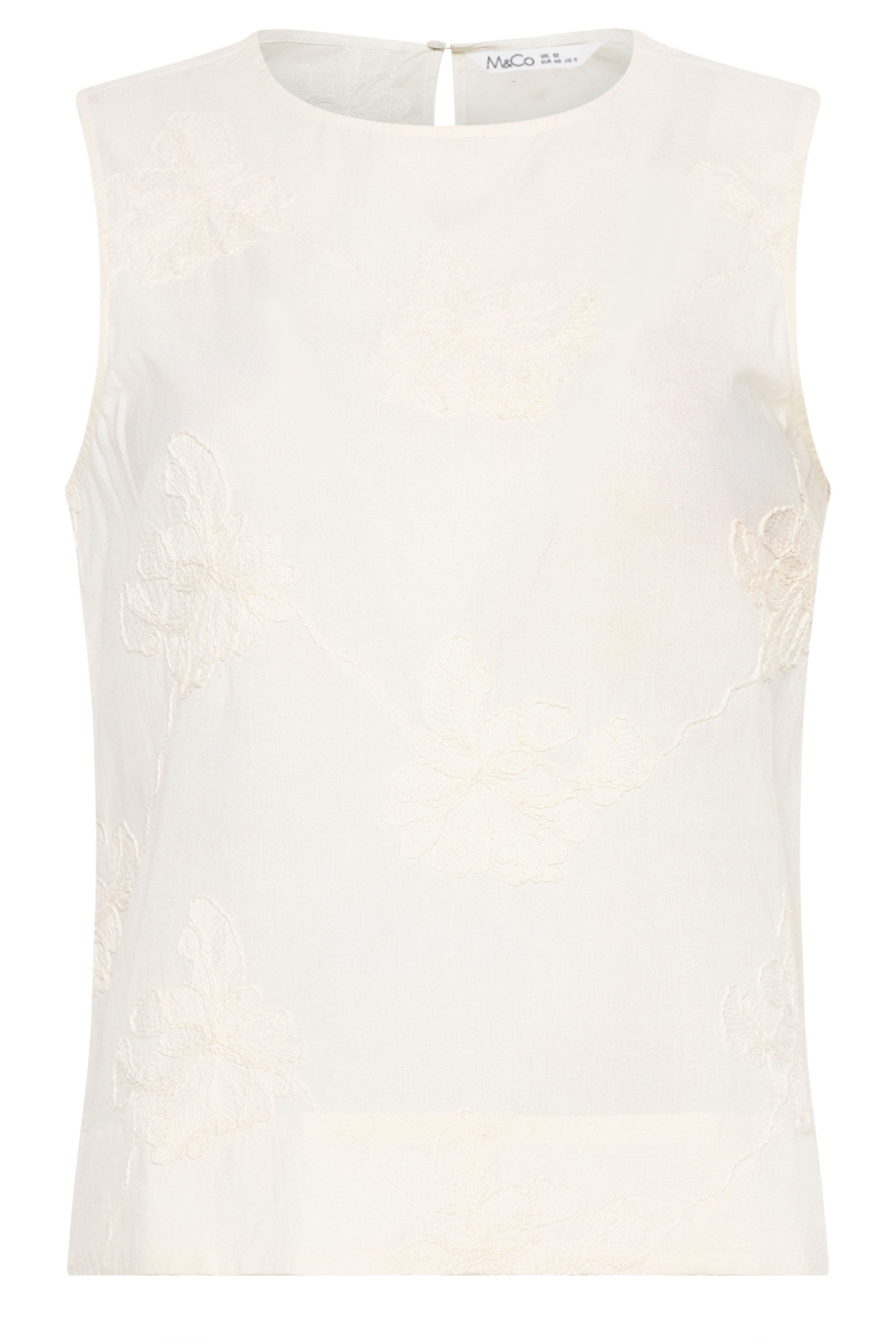 M&Co Ivory White Floral Embroidered Cotton Vest Top | M&Co 6