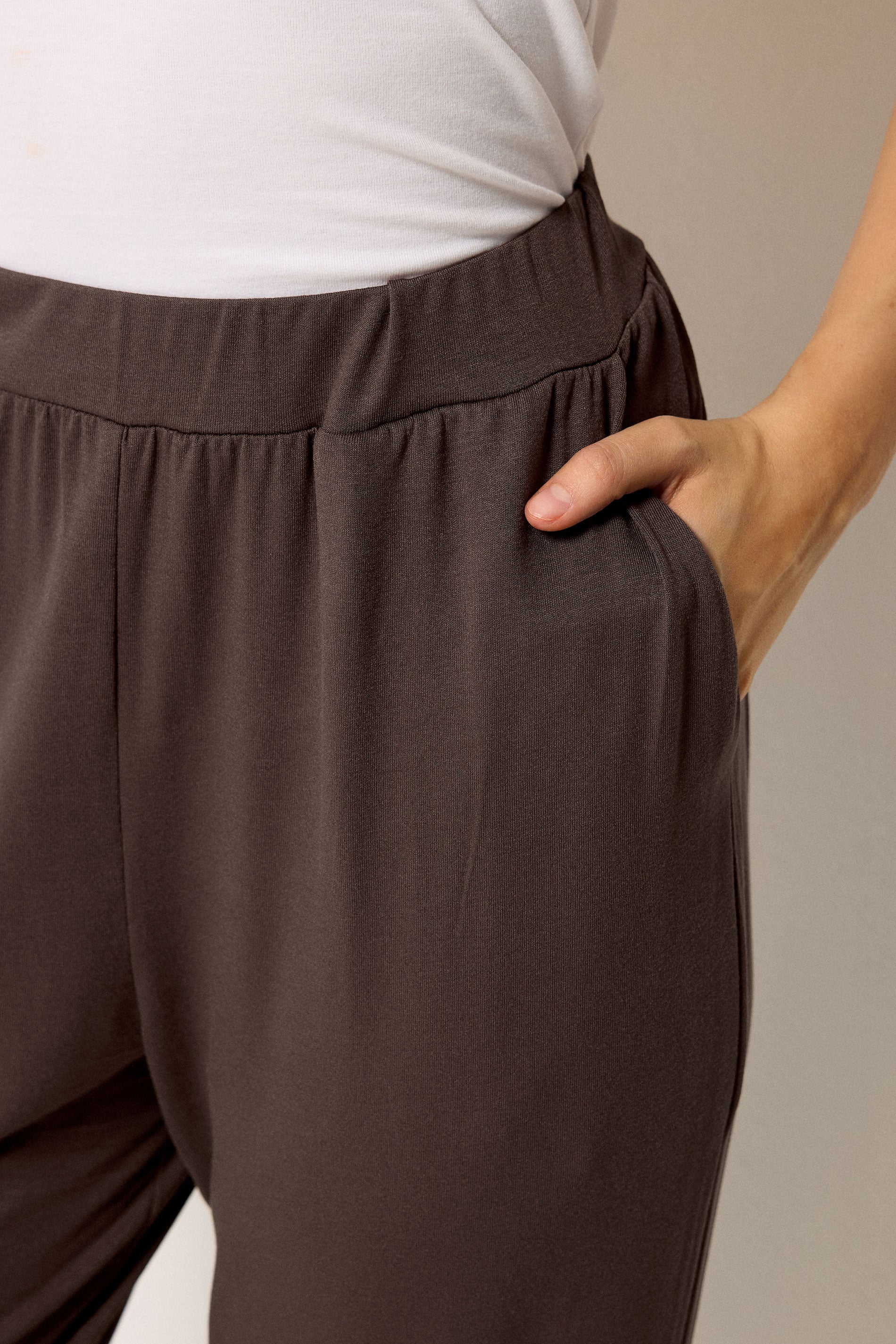 M&Co Chocolate Brown Cropped Hareem Trousers | M&Co 4