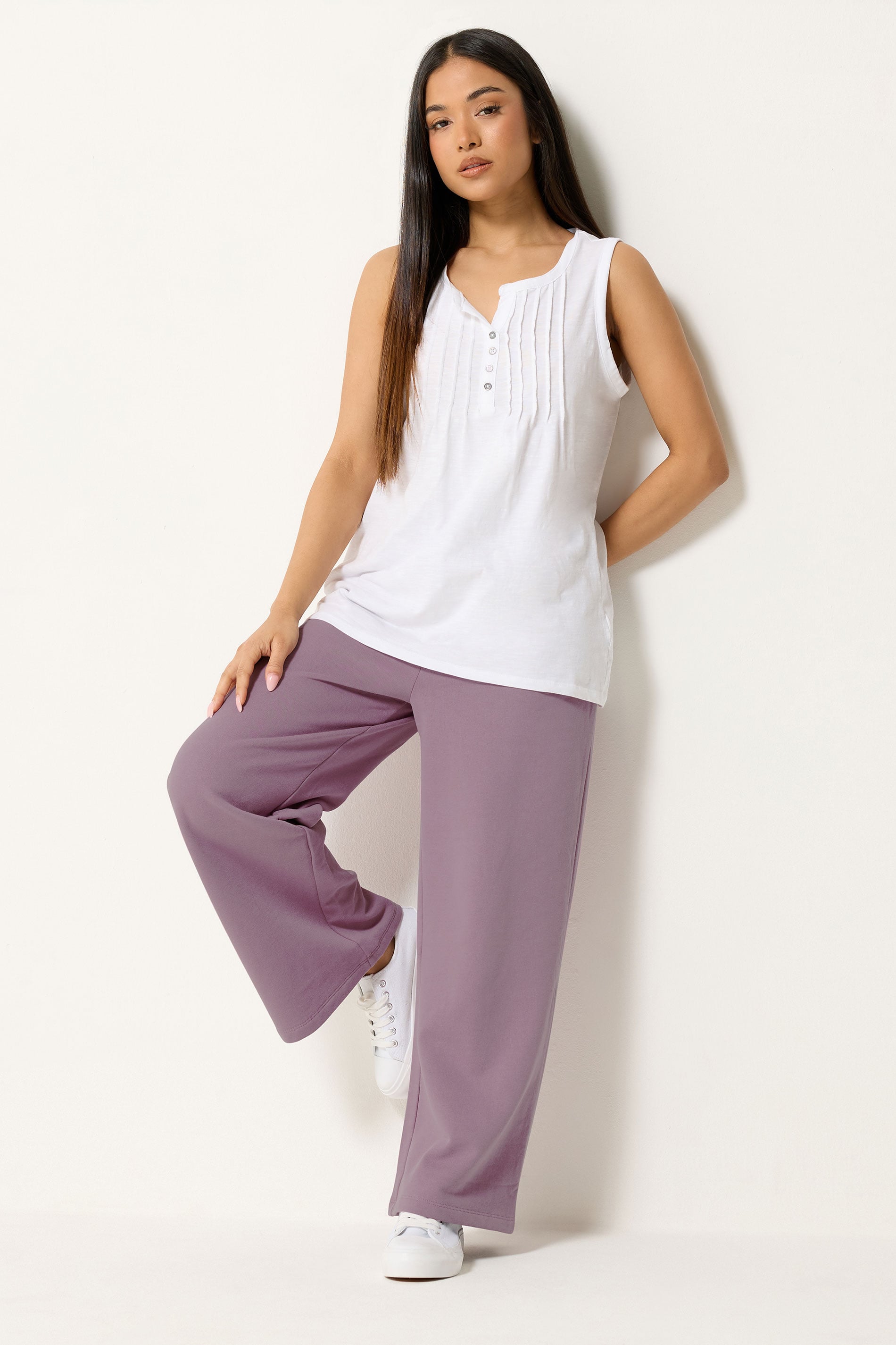 M&Co Petite Light Purple Wide Leg Joggers | M&Co 3