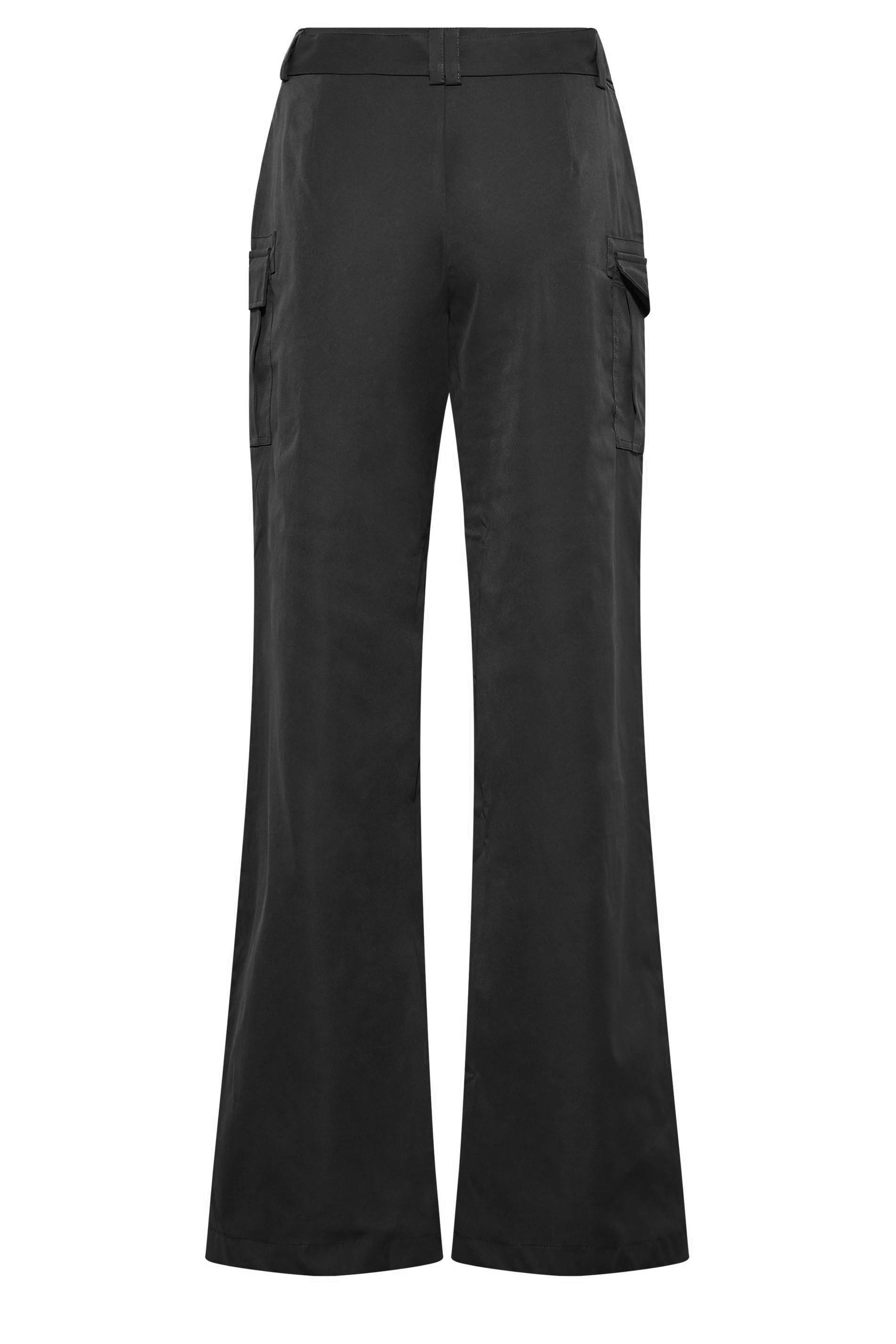 LTS Tall Women's Black Belted Wide Leg Cargo Trousers | Long Tall Sally 2