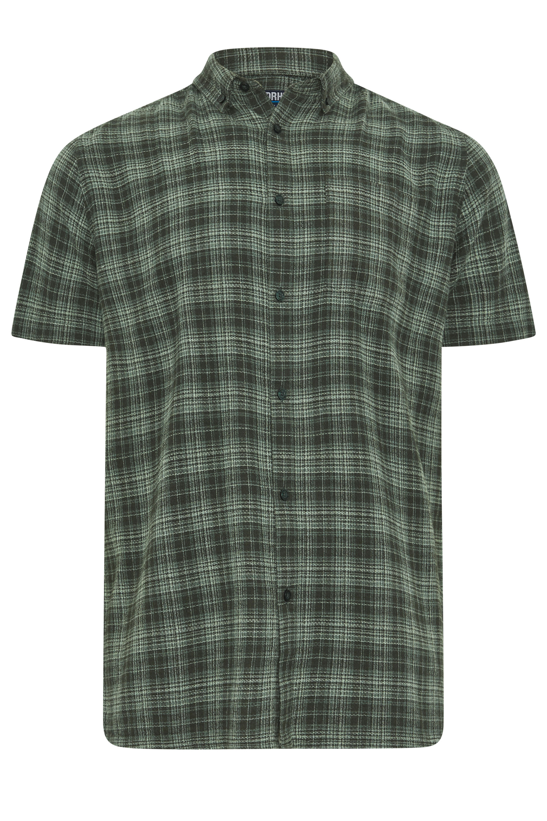 BadRhino Big & Tall Green Check Print Short Sleeve Shirt | BadRhino 5