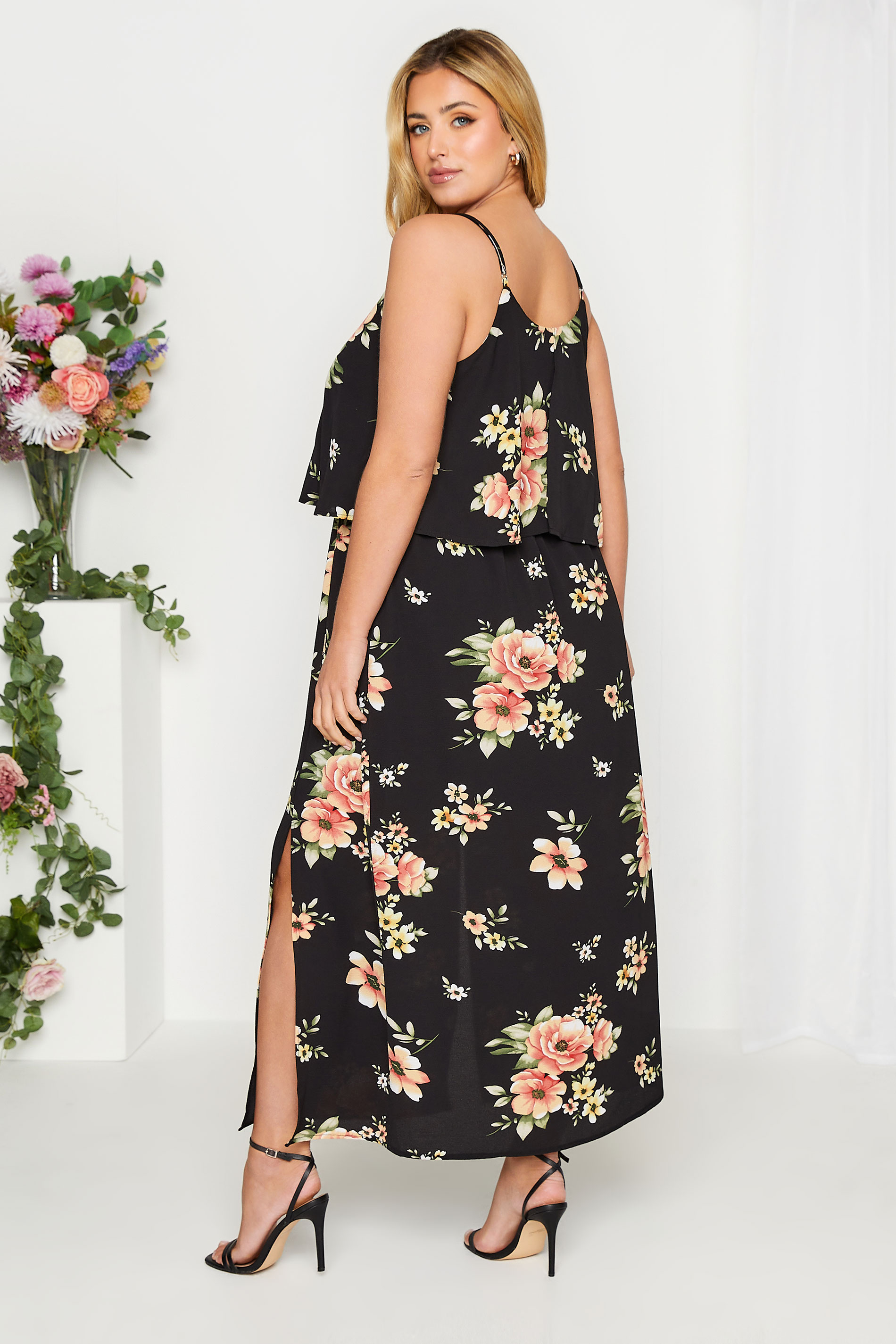 YOURS LONDON Curve Black Floral Overlay Maxi Dress | Yours Clothing 3