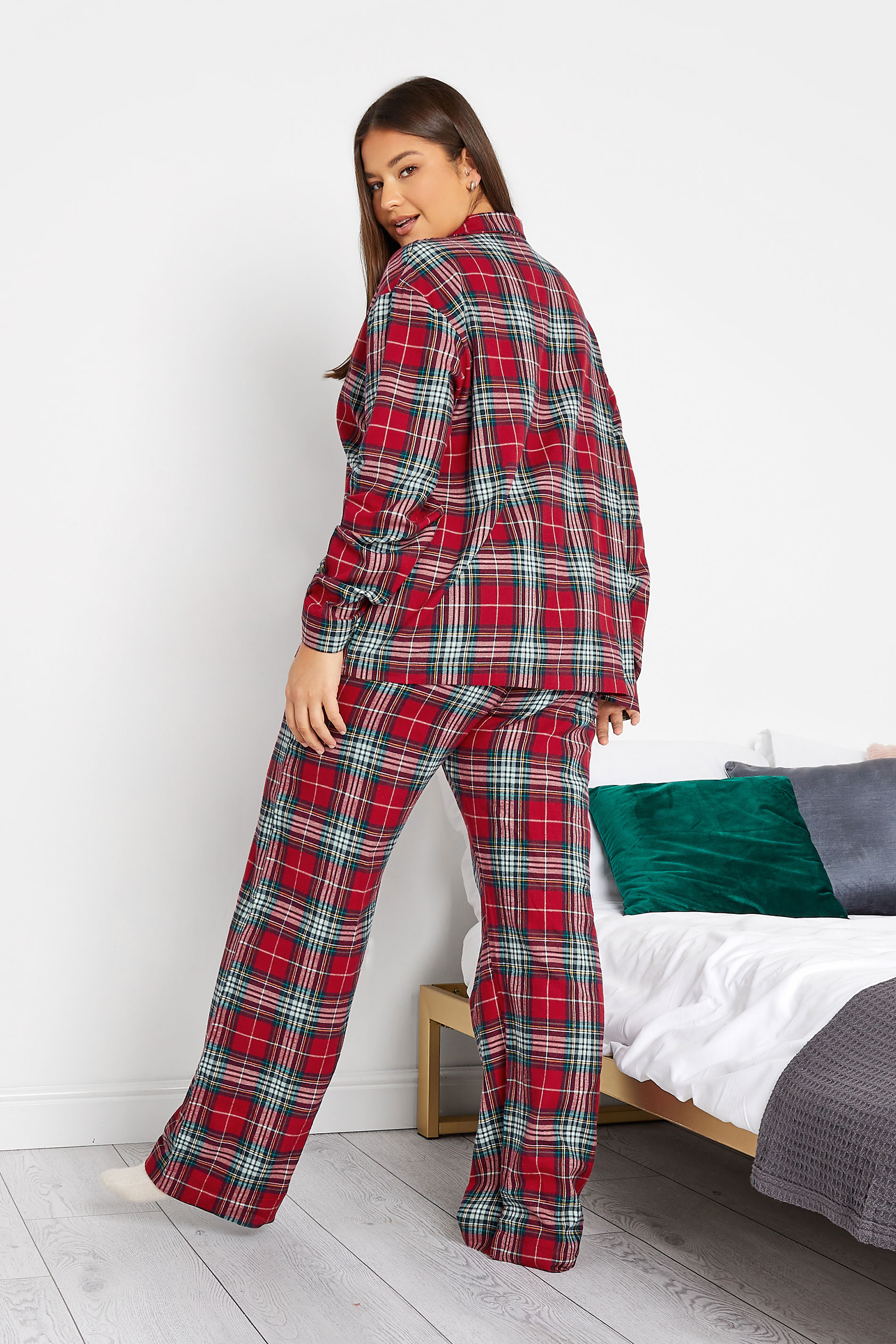 LTS Tall Women's Red Woven Check Pyjama Set | Long Tall Sally 3