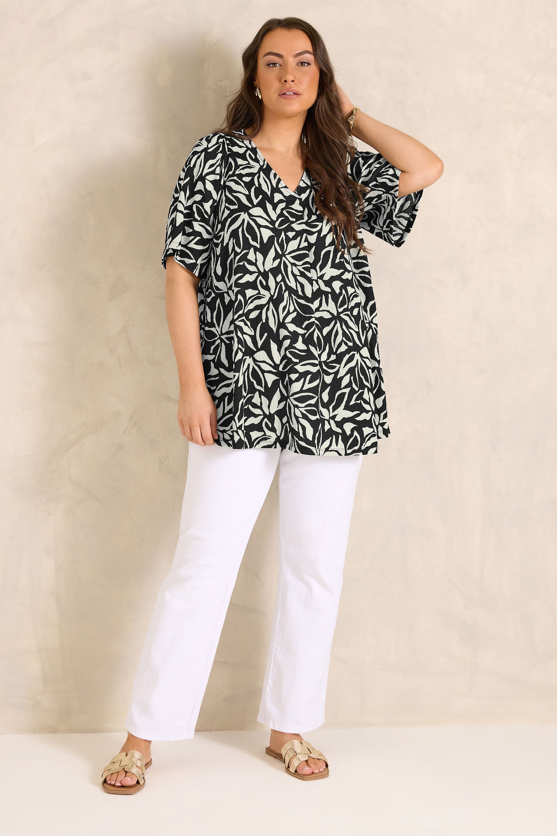 EVANS Plus Size Black Floral Pleat Front Top | Evans  1