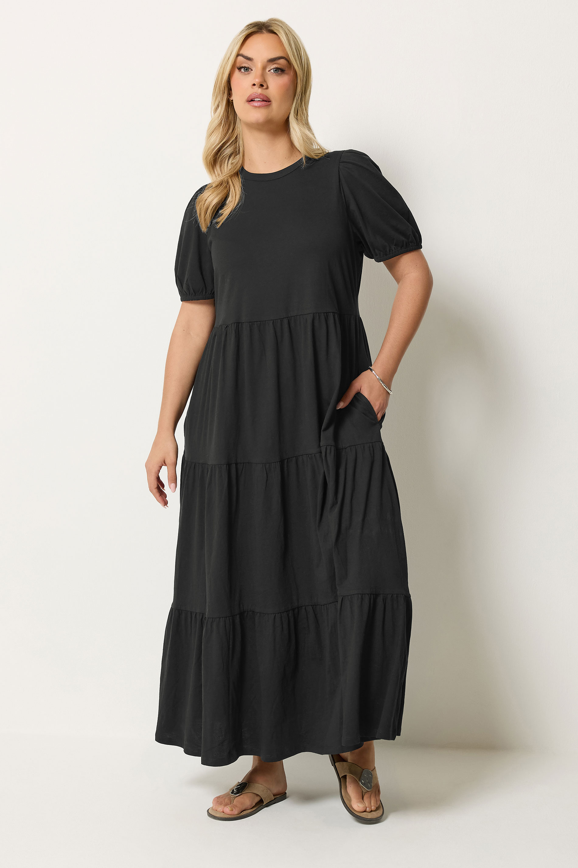 YOURS Plus Size Black Puff Sleeve Dress | Yours Clothing 3