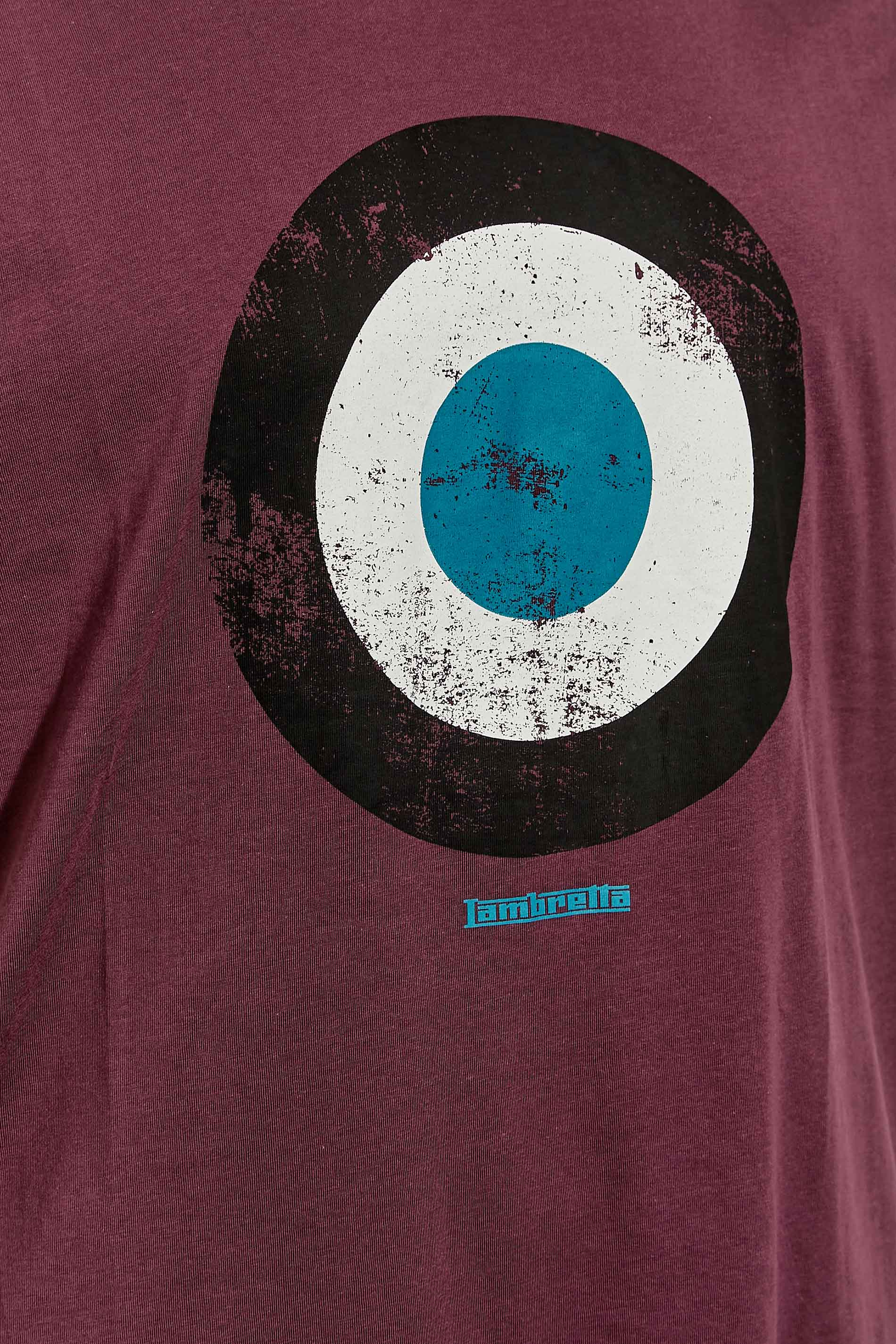 LAMBRETTA Big & Tall Burgundy Red Target Print T-Shirt | BadRhino 2