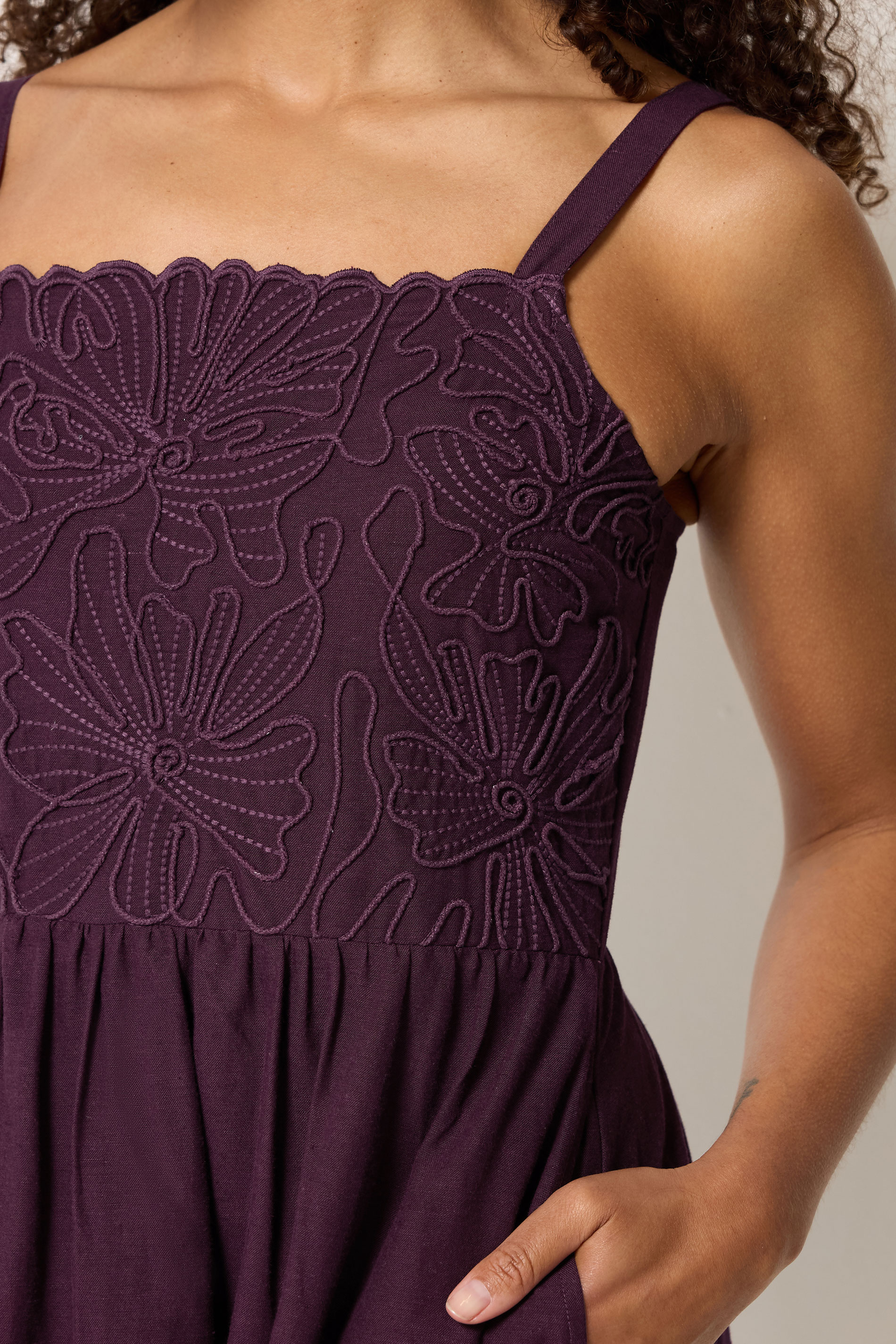 M&Co Berry Purple Embroidered Trim Dress | M&Co 4