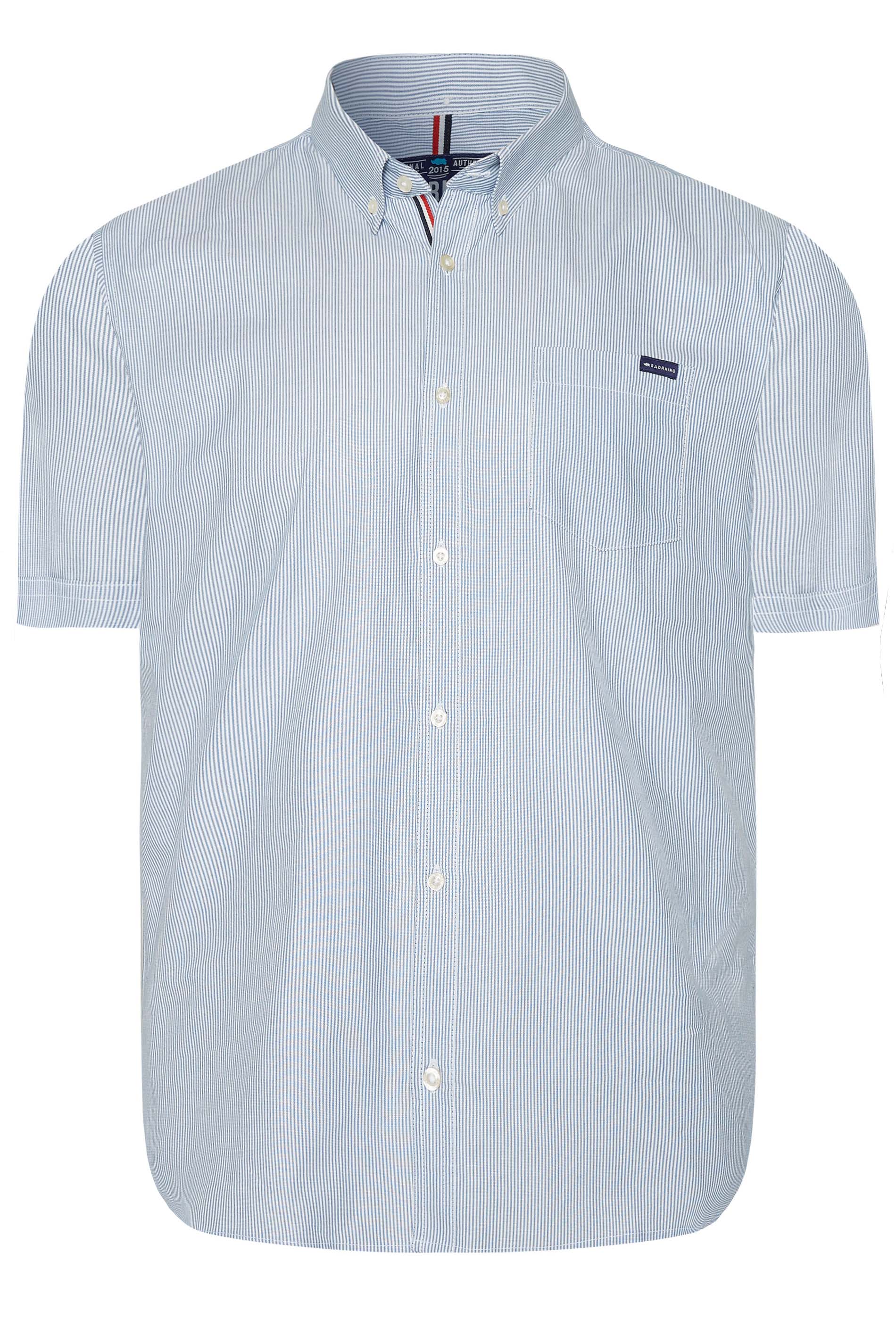 BadRhino Big & Tall Blue Striped Oxford Shirt 1