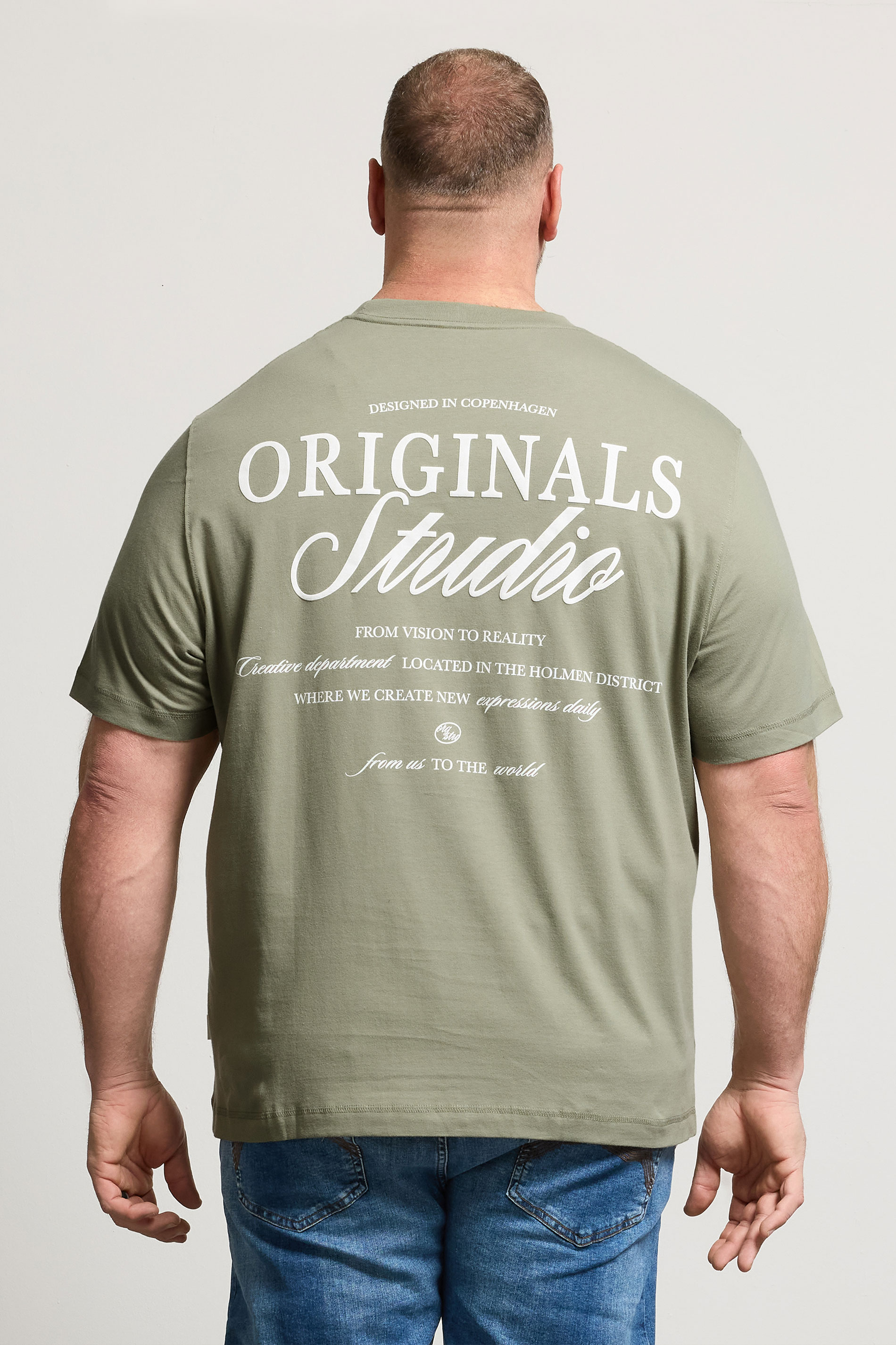 JACK & JONES Big & Tall Seagrass Green Studio Graphic T-Shirt | BadRhino 2