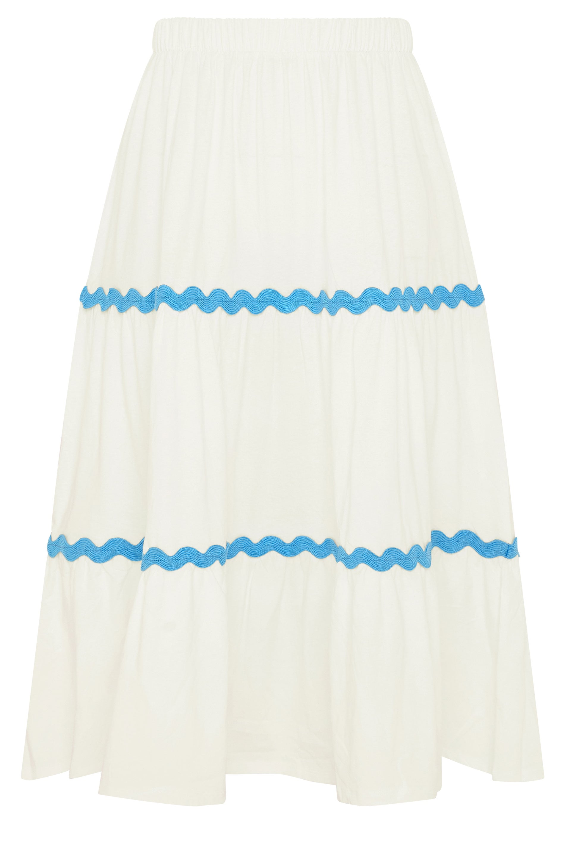 YOURS Plus Size White Wavy Detail Tiered Maxi Skirt | Yours Clothing 5