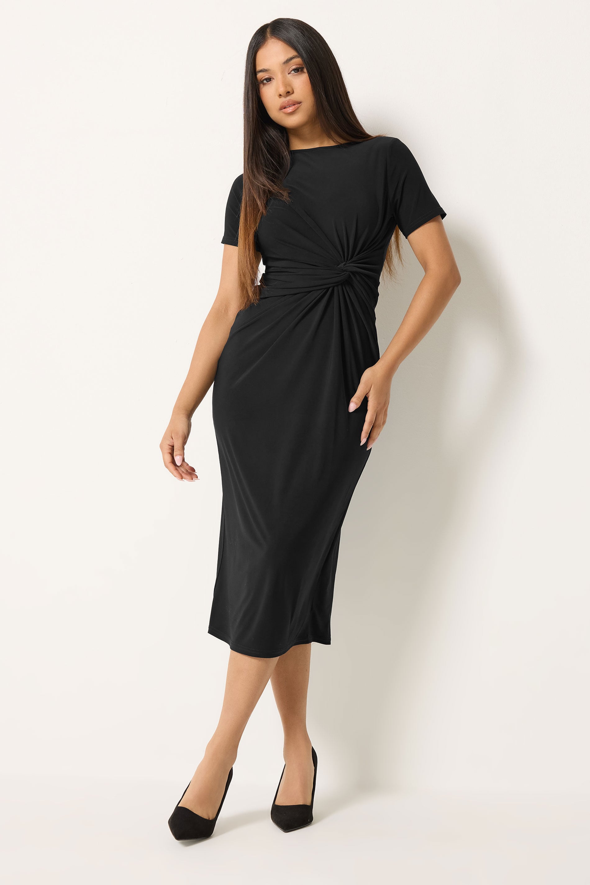 M&Co Petite Black Twist Front Maxi Dress | M&Co 1